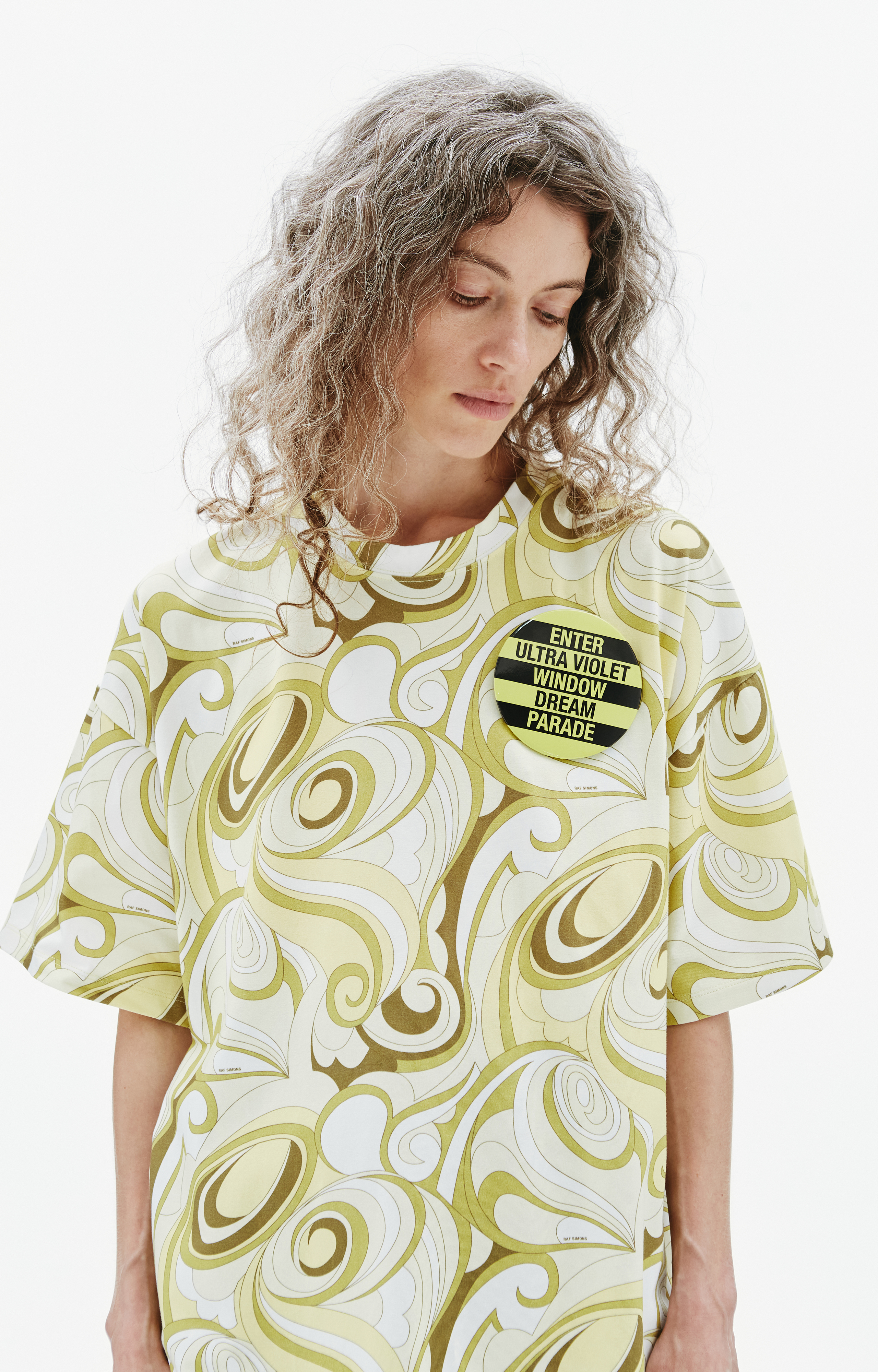 Buy Raf Simons women yellow cotton t-shirt for $490 online