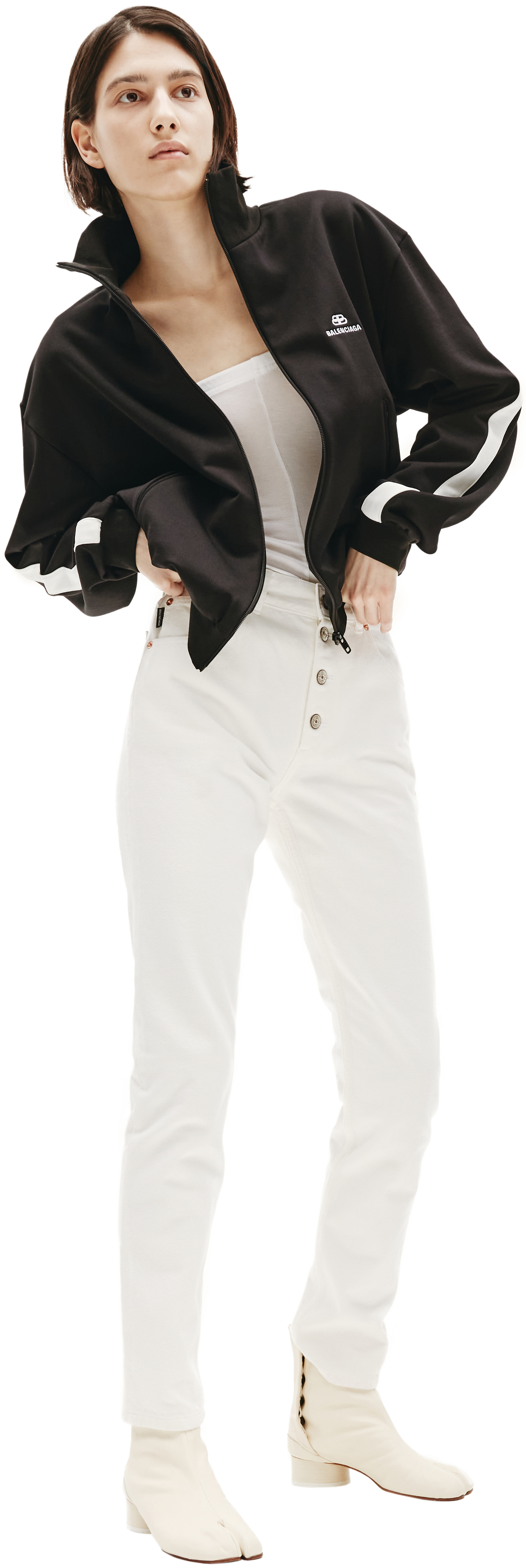Buy Balenciaga women black logo track jacket for $378 online
