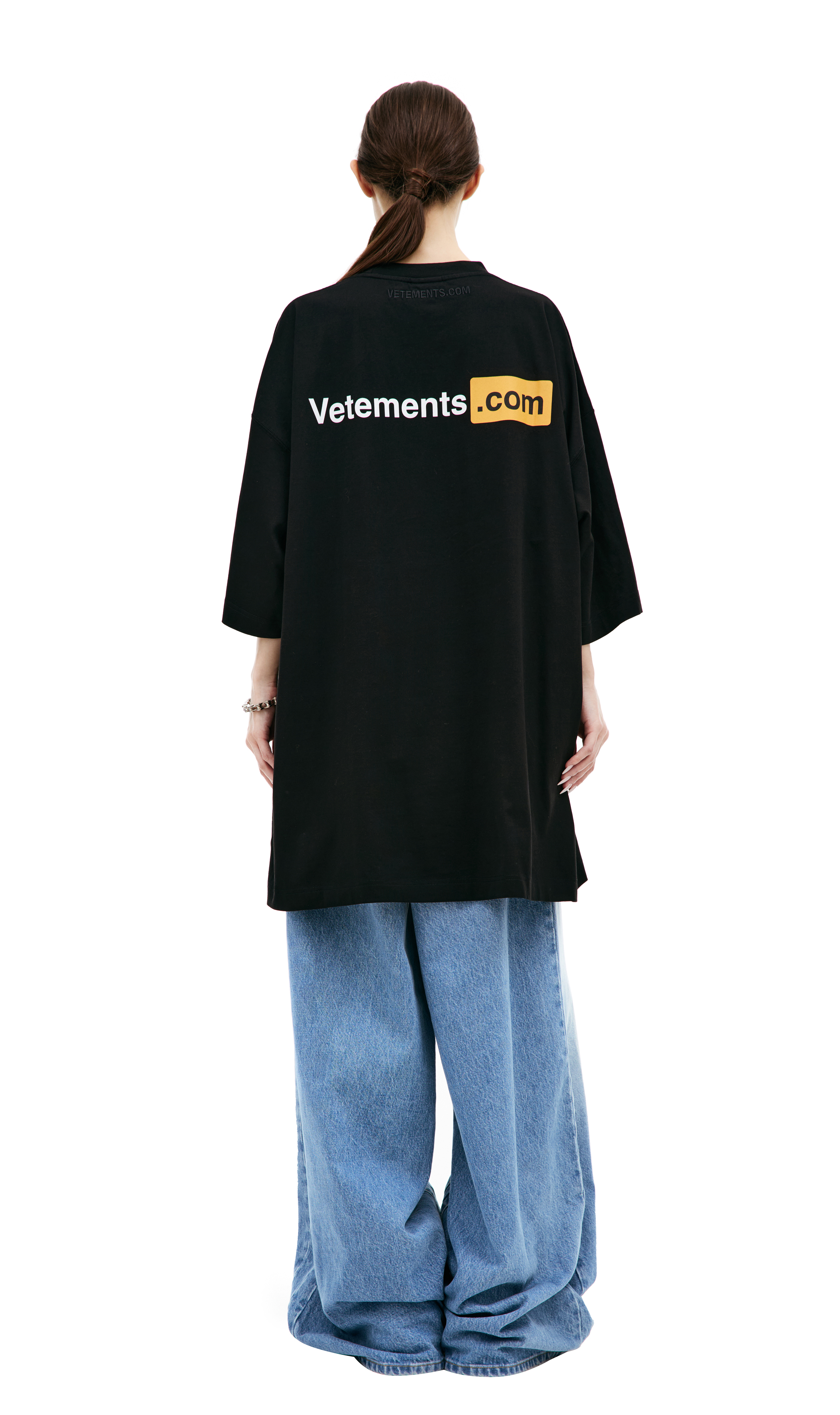 Buy VETEMENTS women black logo t-shirt for $455 online on