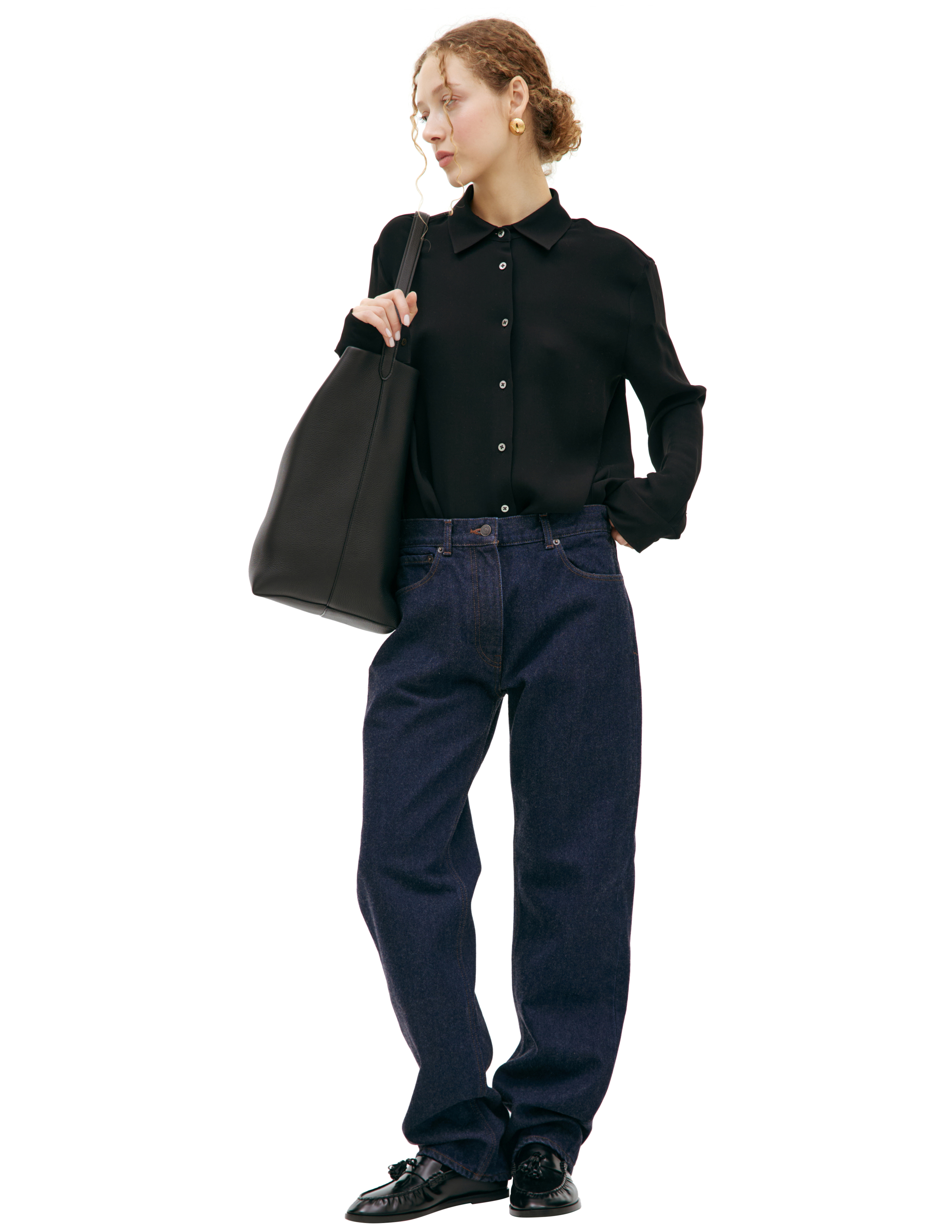 The Row Straight Wool Jeans In Navy Blue