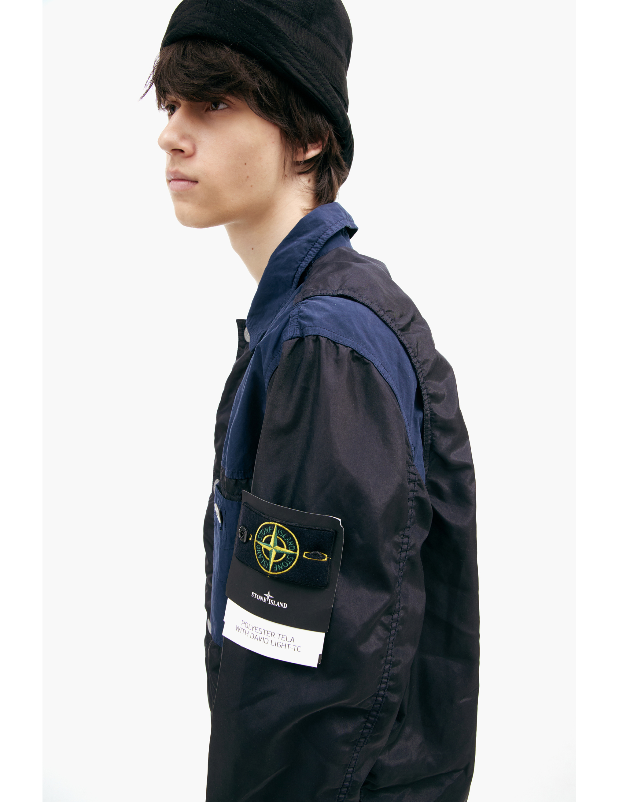 Stone Island Jacket With Patch In Blue