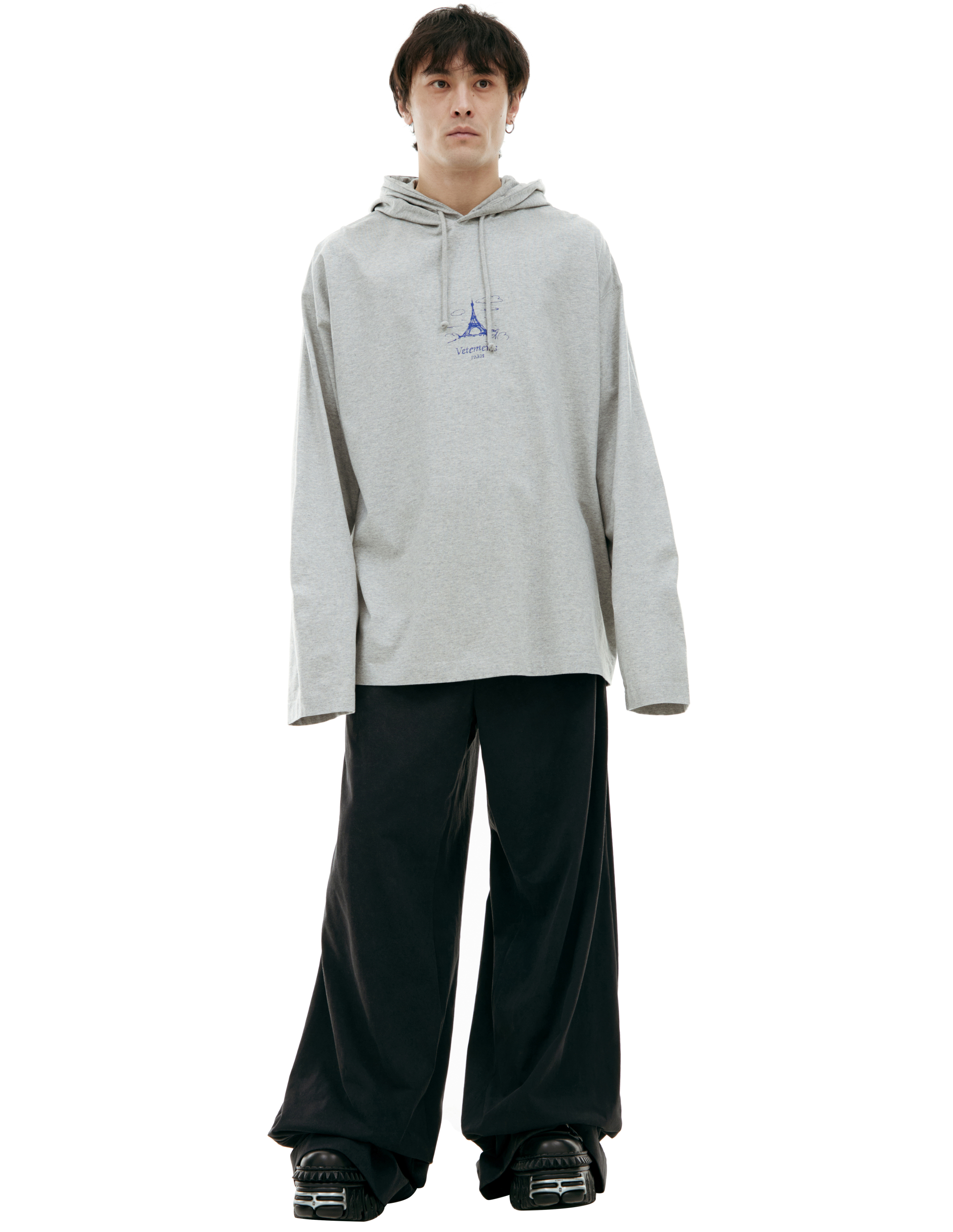 Vetements Grey Print Hoodie In Grey