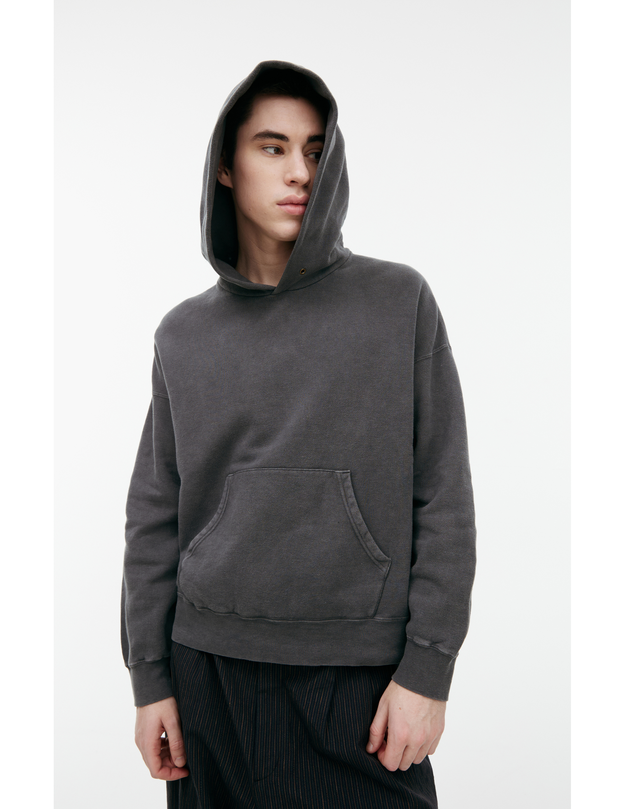 Visvim Grey Hoodie With Patch Pocket In Grey