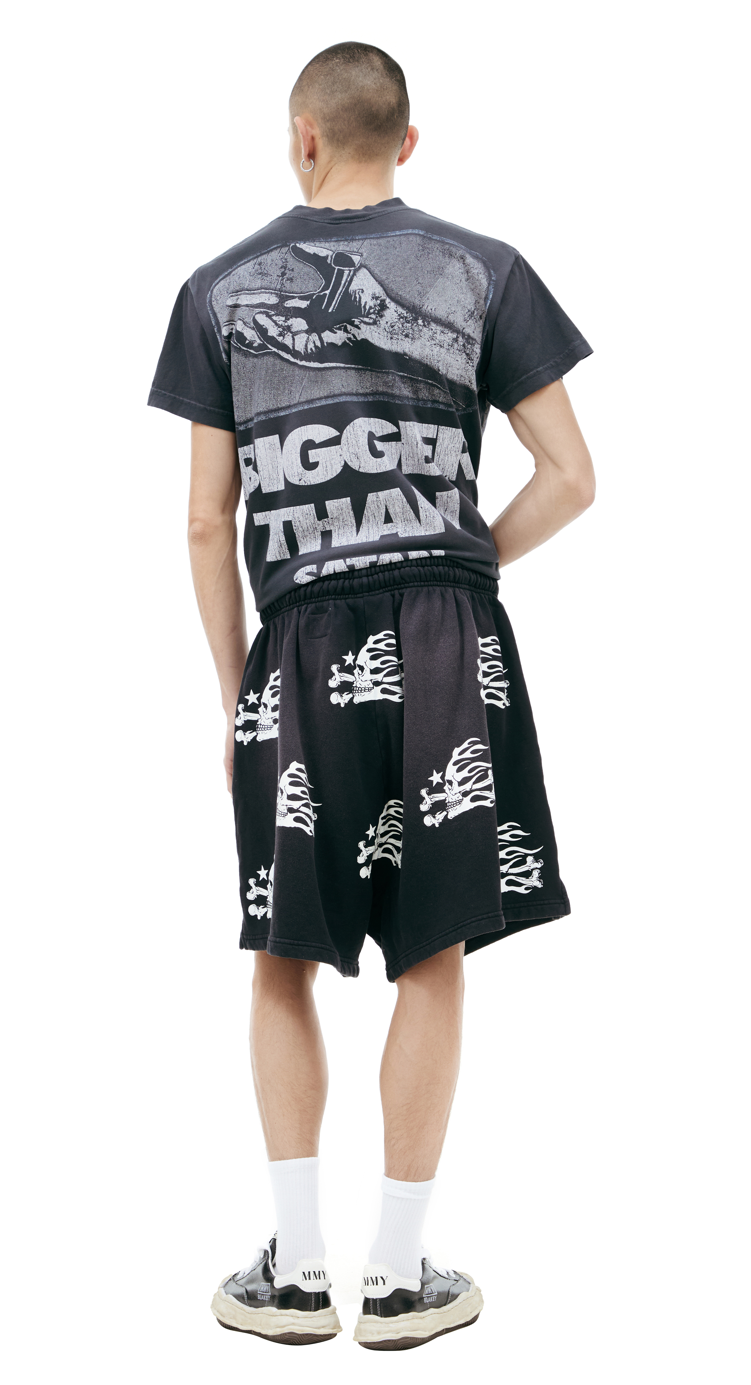 Buy Hellstar men black monoprint shorts for $275 online on