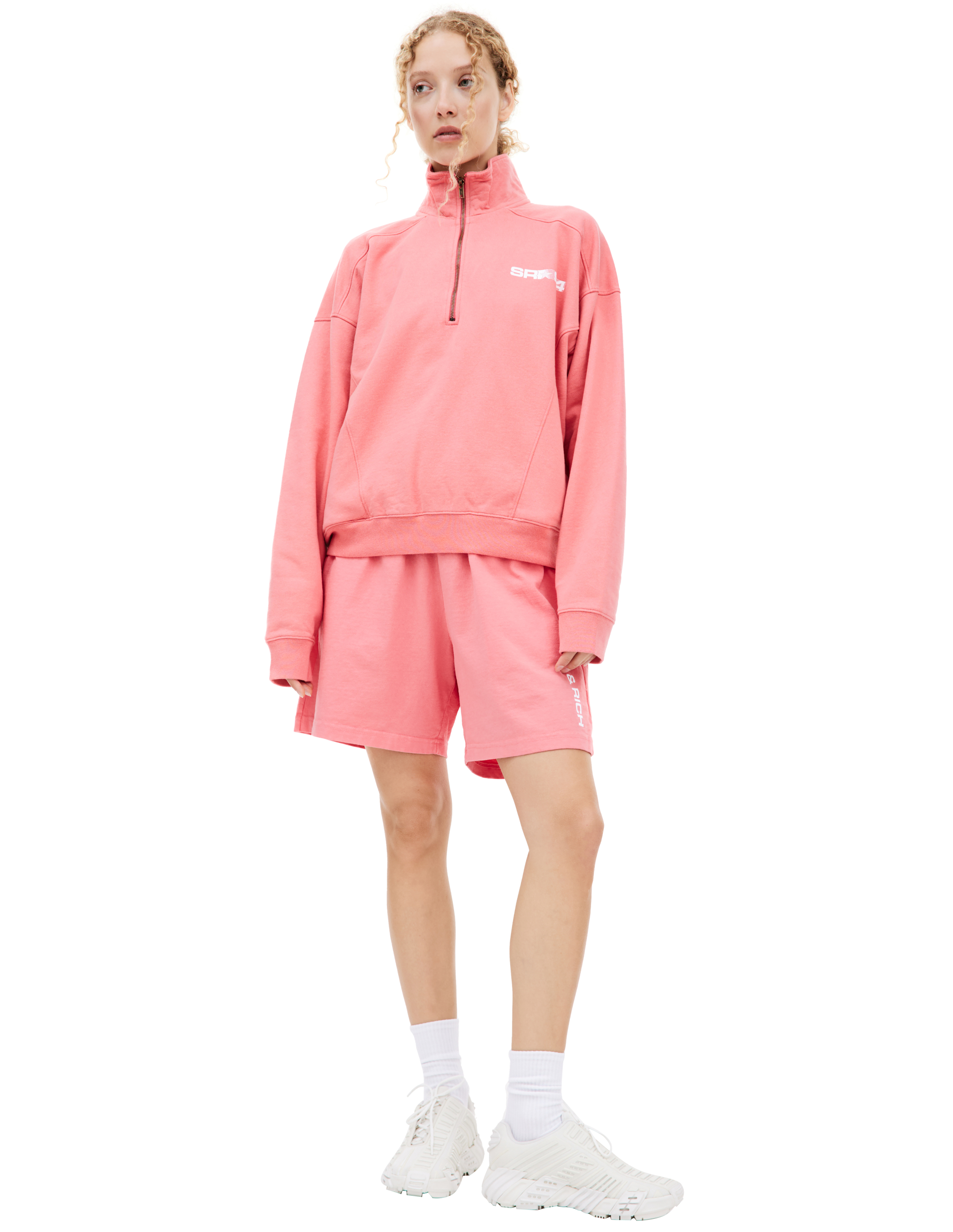 Shop Sporty And Rich Quarter Zip Sweatshirt In Pink