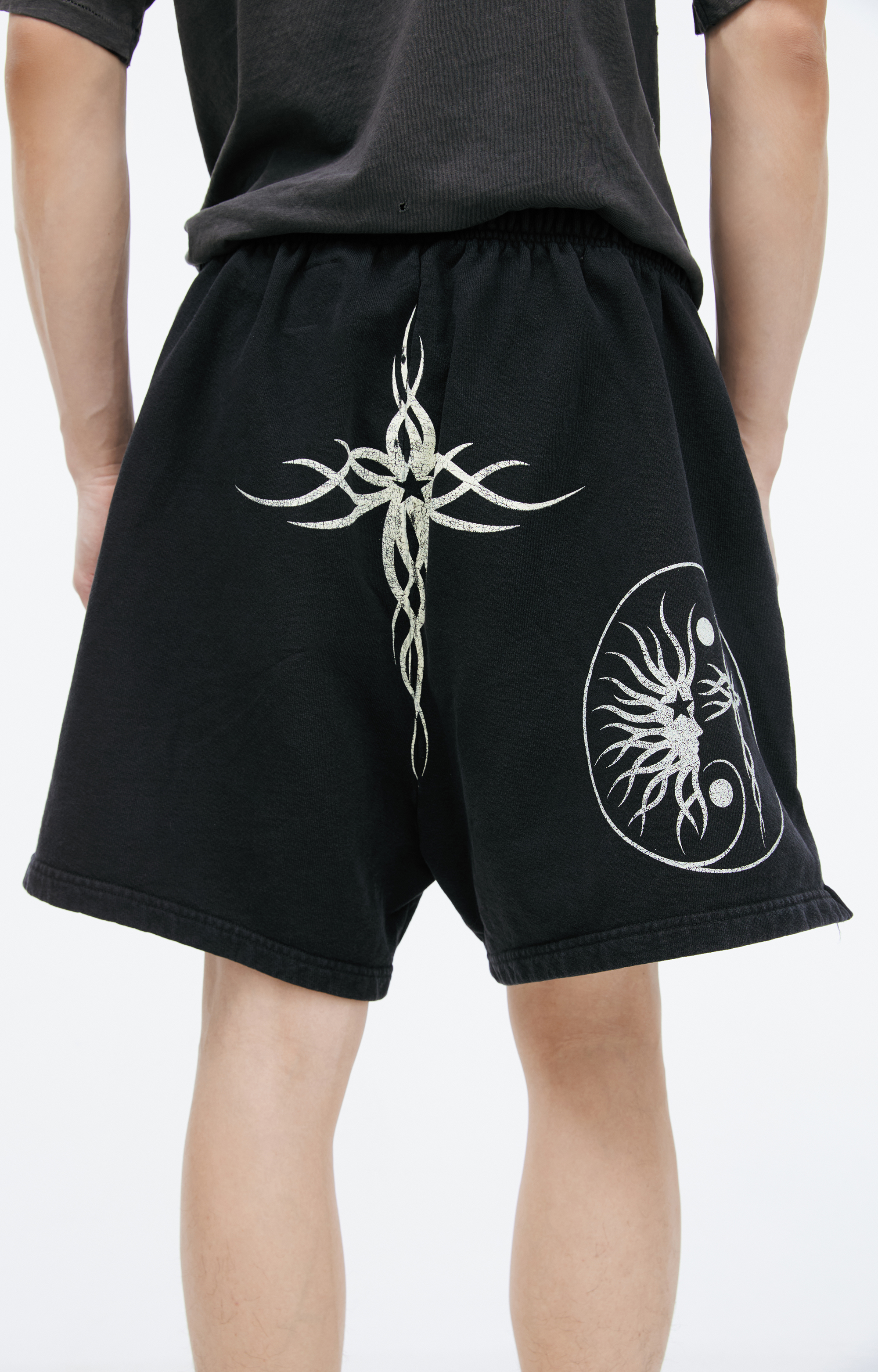 Buy Hellstar men black printed cotton shorts for $238 online on
