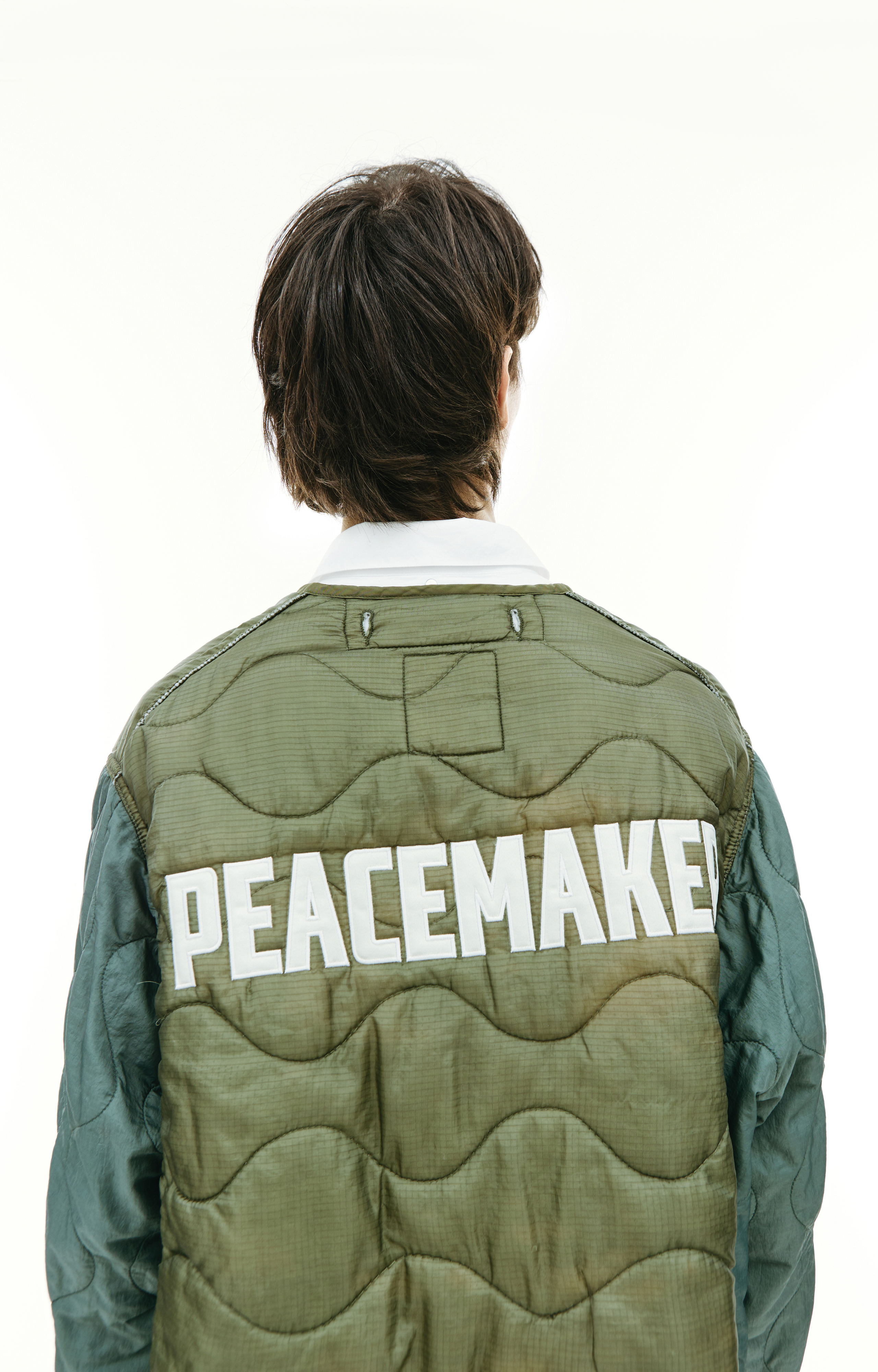 Buy OAMC men green re:work peacemaker quilted jacket for $933 
