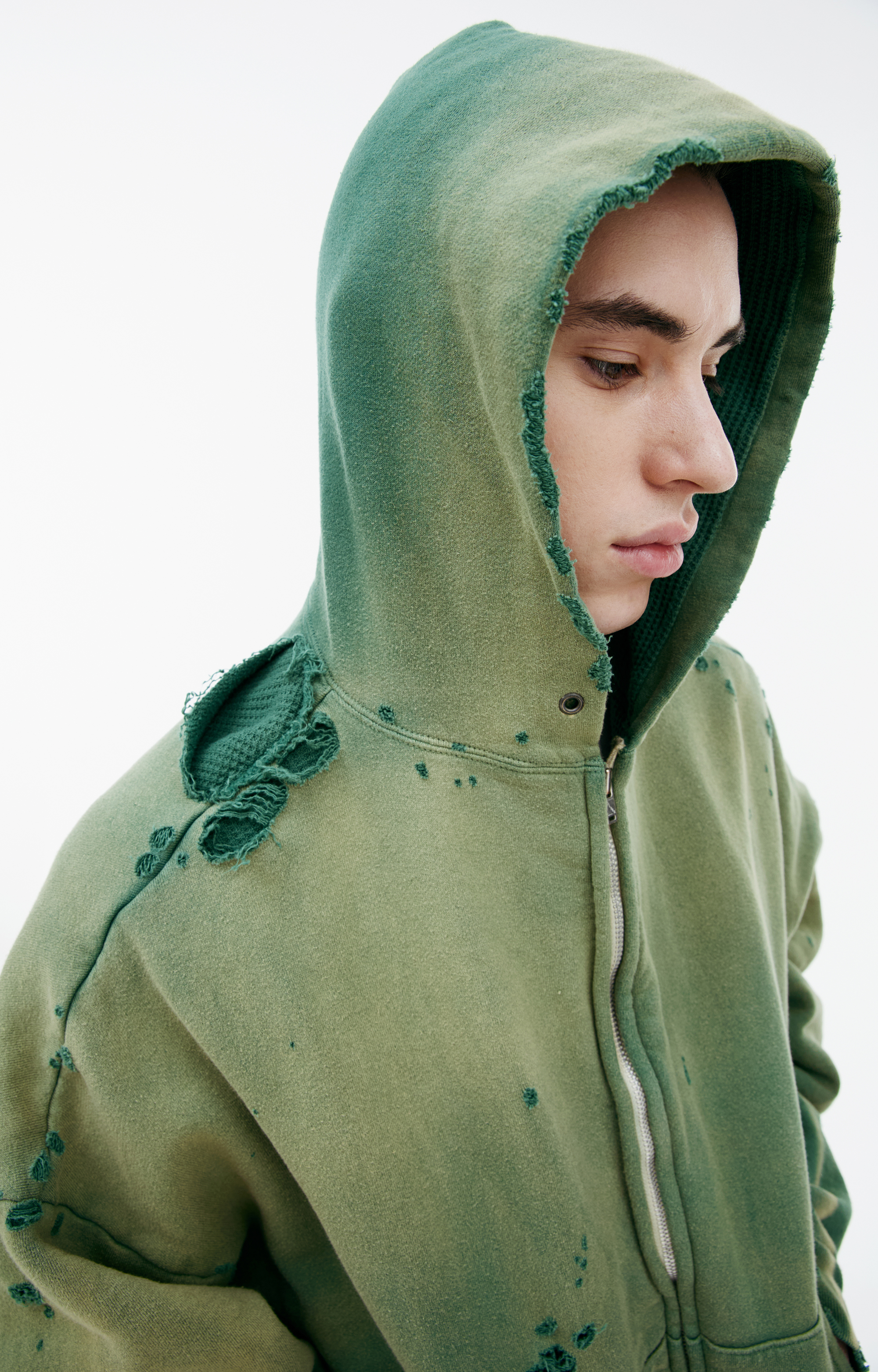 Buy Saint Mxxxxxx men green hoodie with zipper for $1,411