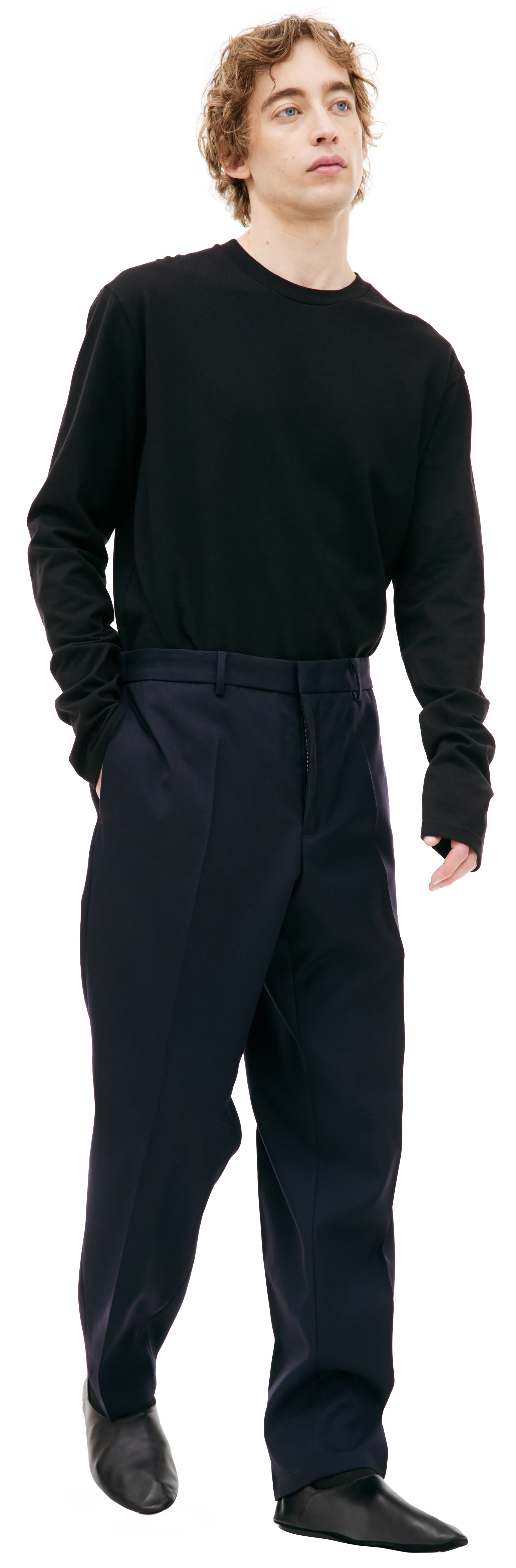 Buy Jil Sander men navy blue wool trousers for $478 online Buy Jil Sander men navy blue wool trousers for $478 online