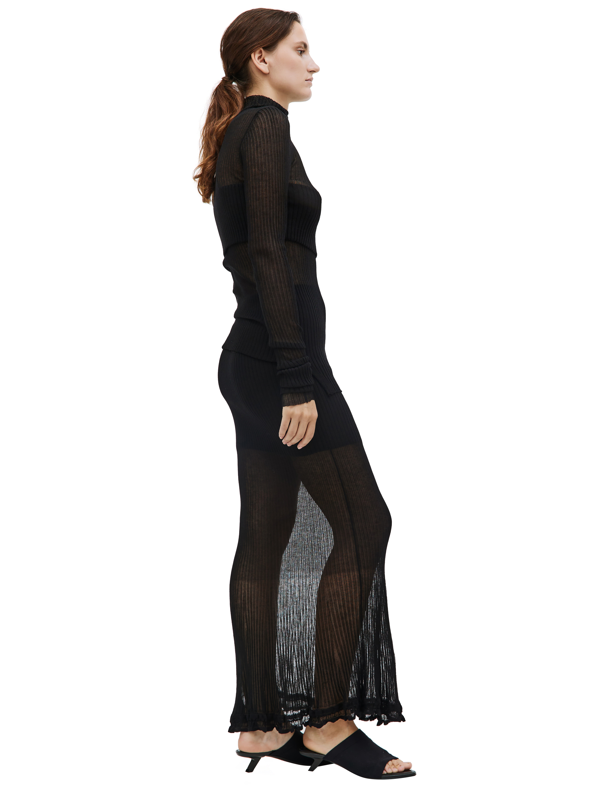 Shop Quira Frilled Long Skirt In Black