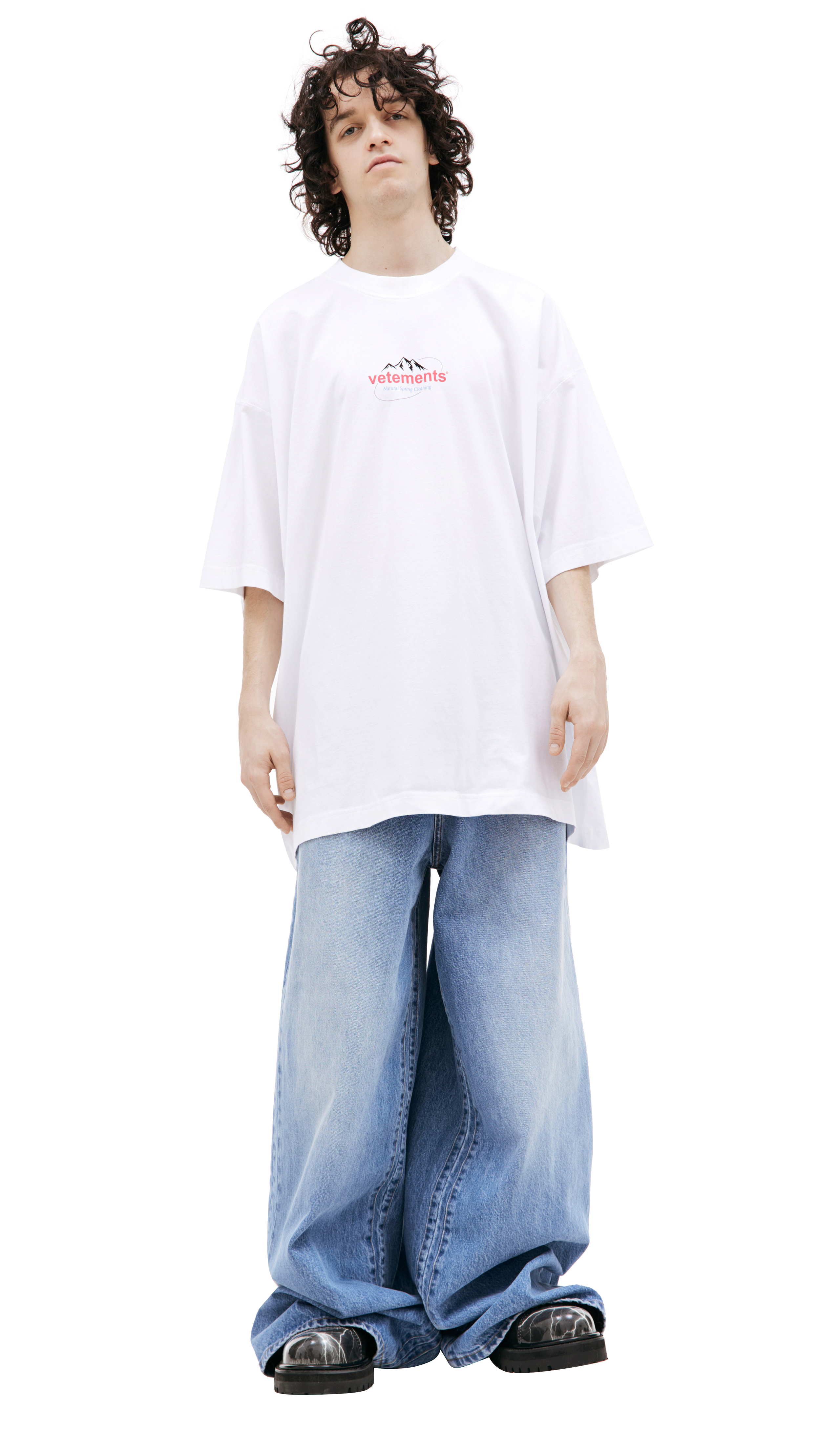 Buy VETEMENTS men white spring water printed t-shirt for $775