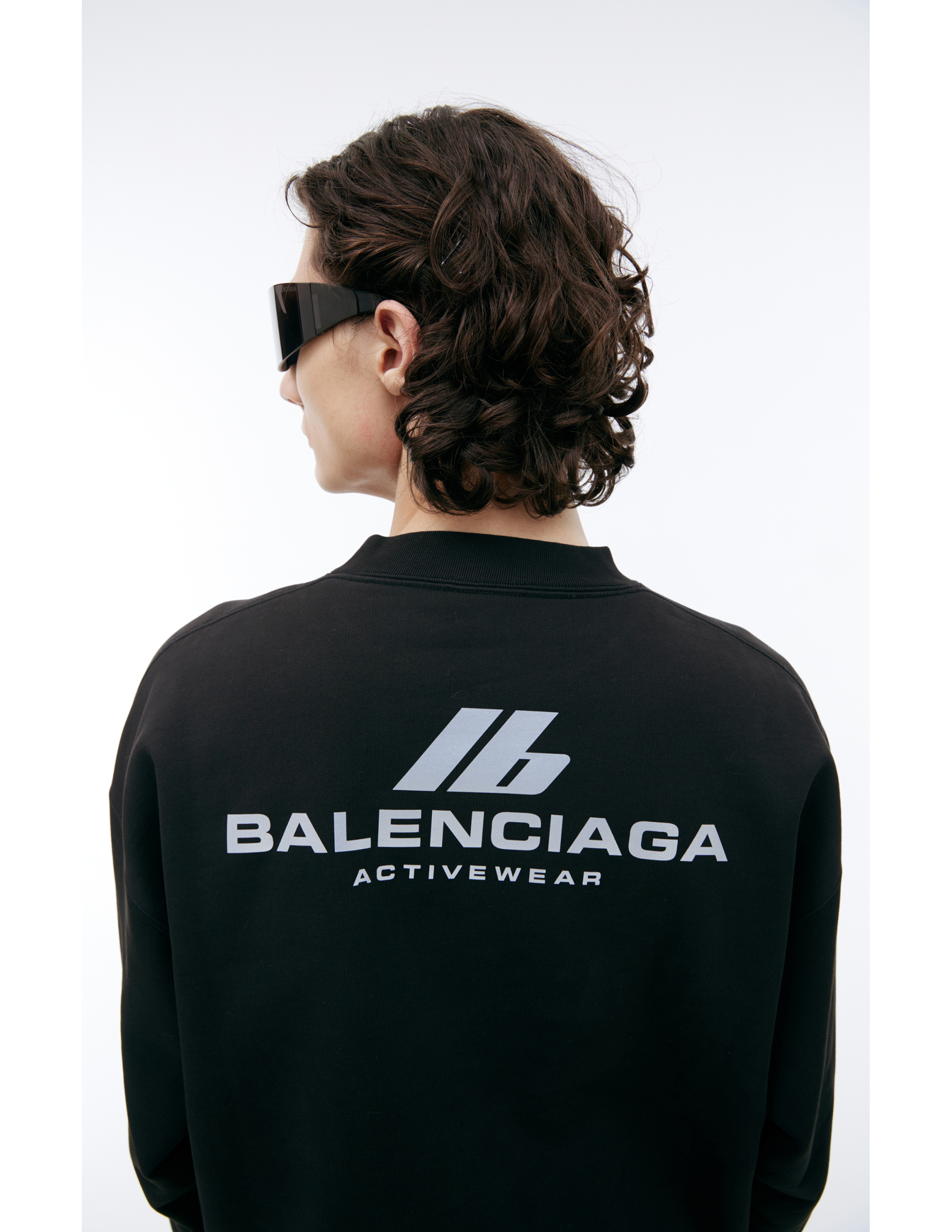 Balenciaga Crewneck Cotton Jersey Sweatshirt In Black