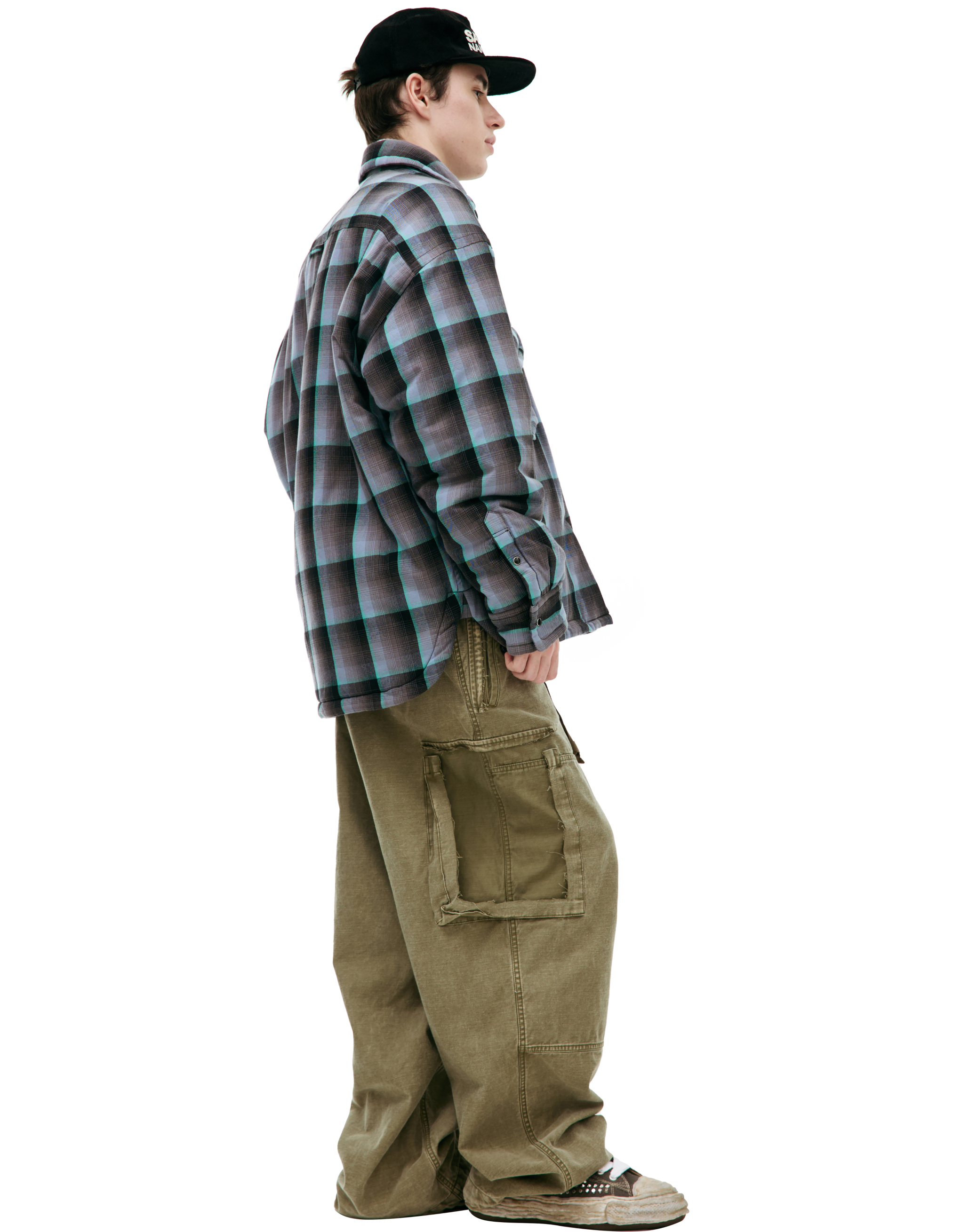 Miharayasuhiro Logo Plaid Jacket In Grey