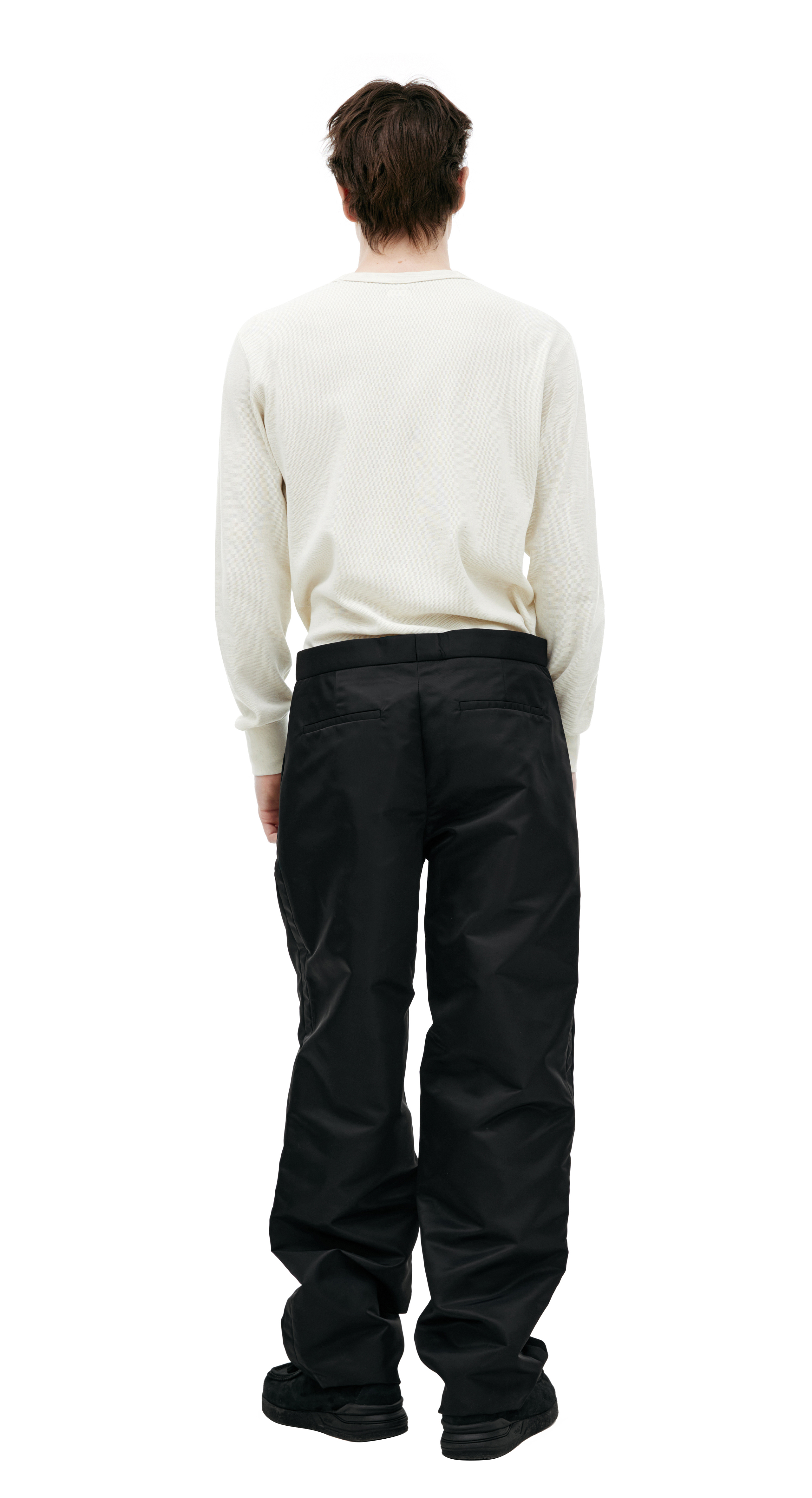 Buy LOUIS GABRIEL NOUCHI men black wide trousers with flaps for
