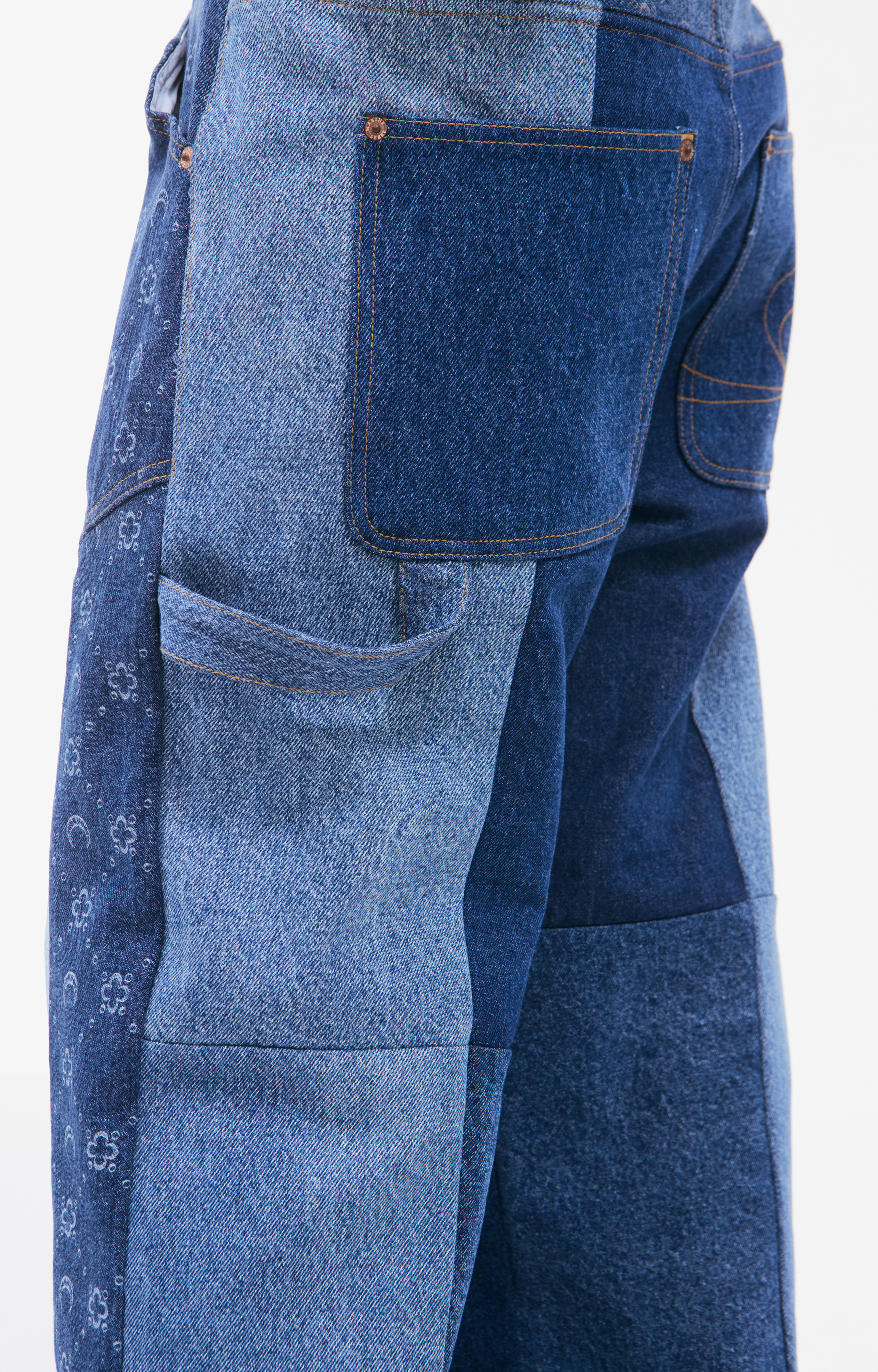 [MARINE SERRE] Blue monogram jeans デニム Marine Serre - Regenerated Denim Monogram Wide Leg Trousers