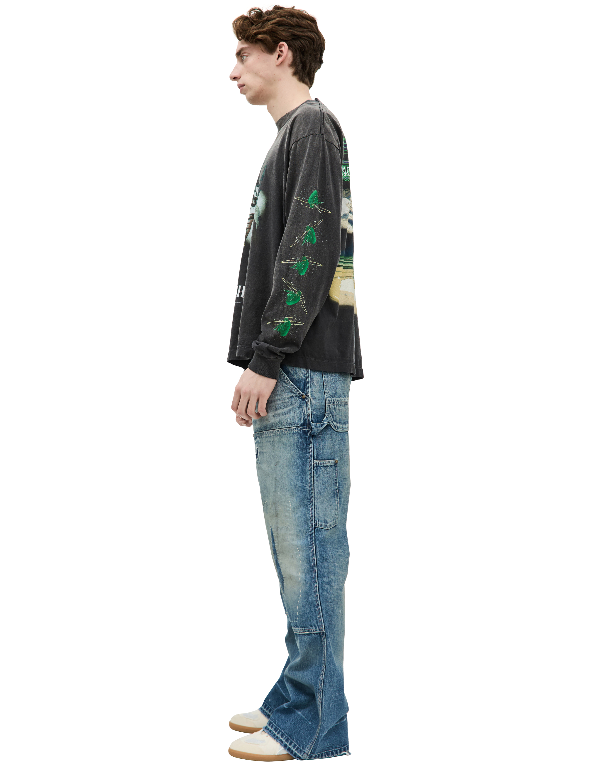 Saint Mxxxxxx X Ghost In The Shell Printed Cotton Top In Grey