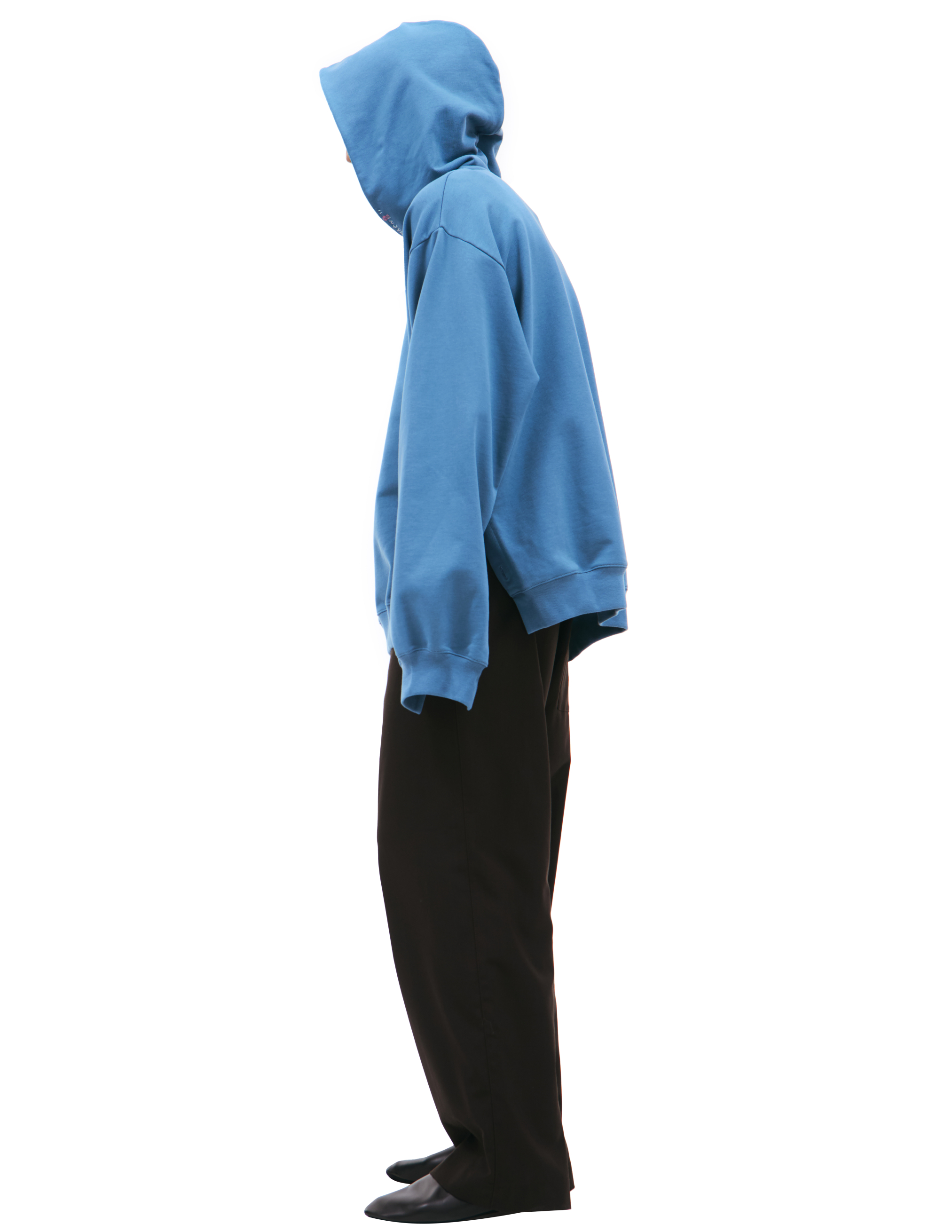 Marni Cotton Hoodie With Side Zips In Navy Blue