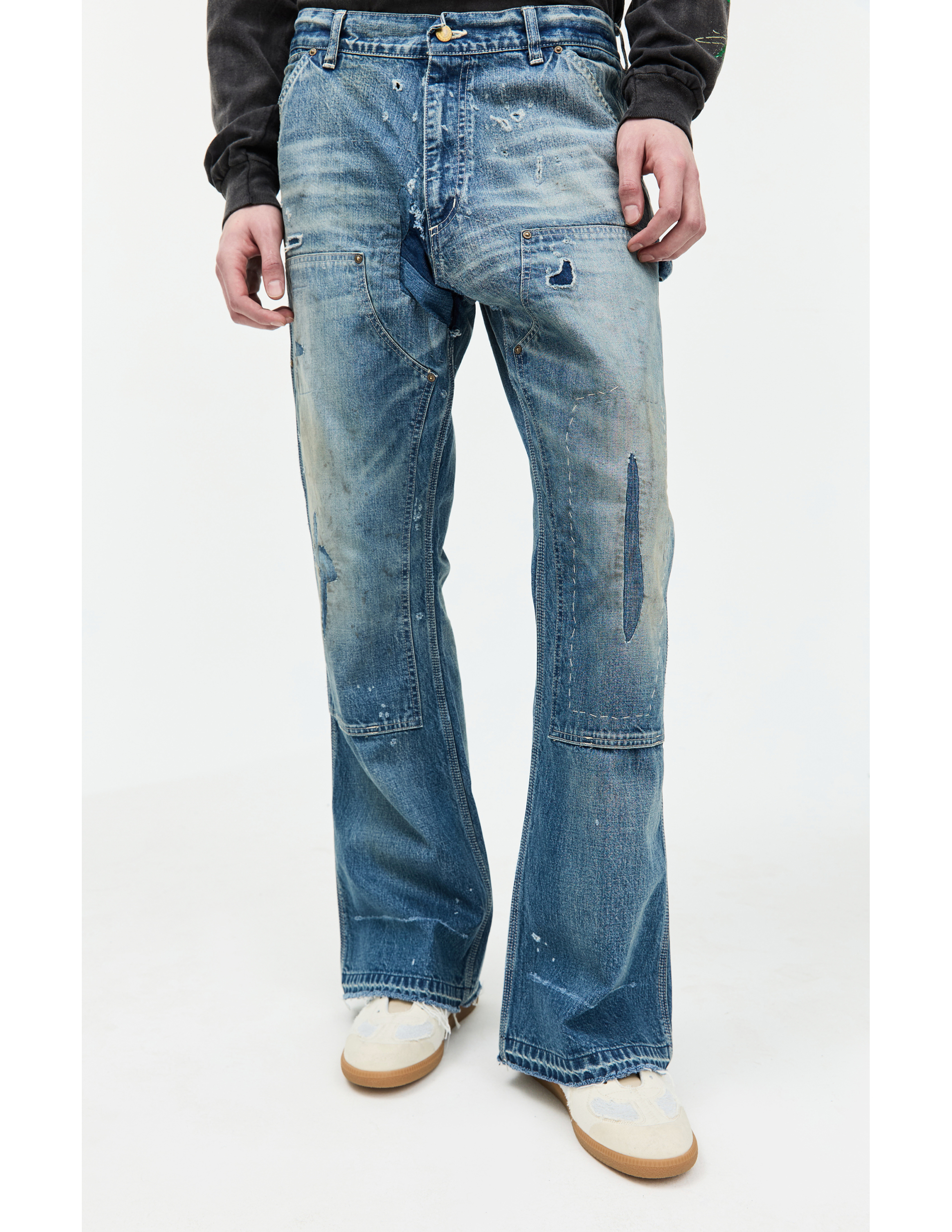 Saint Mxxxxxx Double Knee Cotton Jeans In Blue