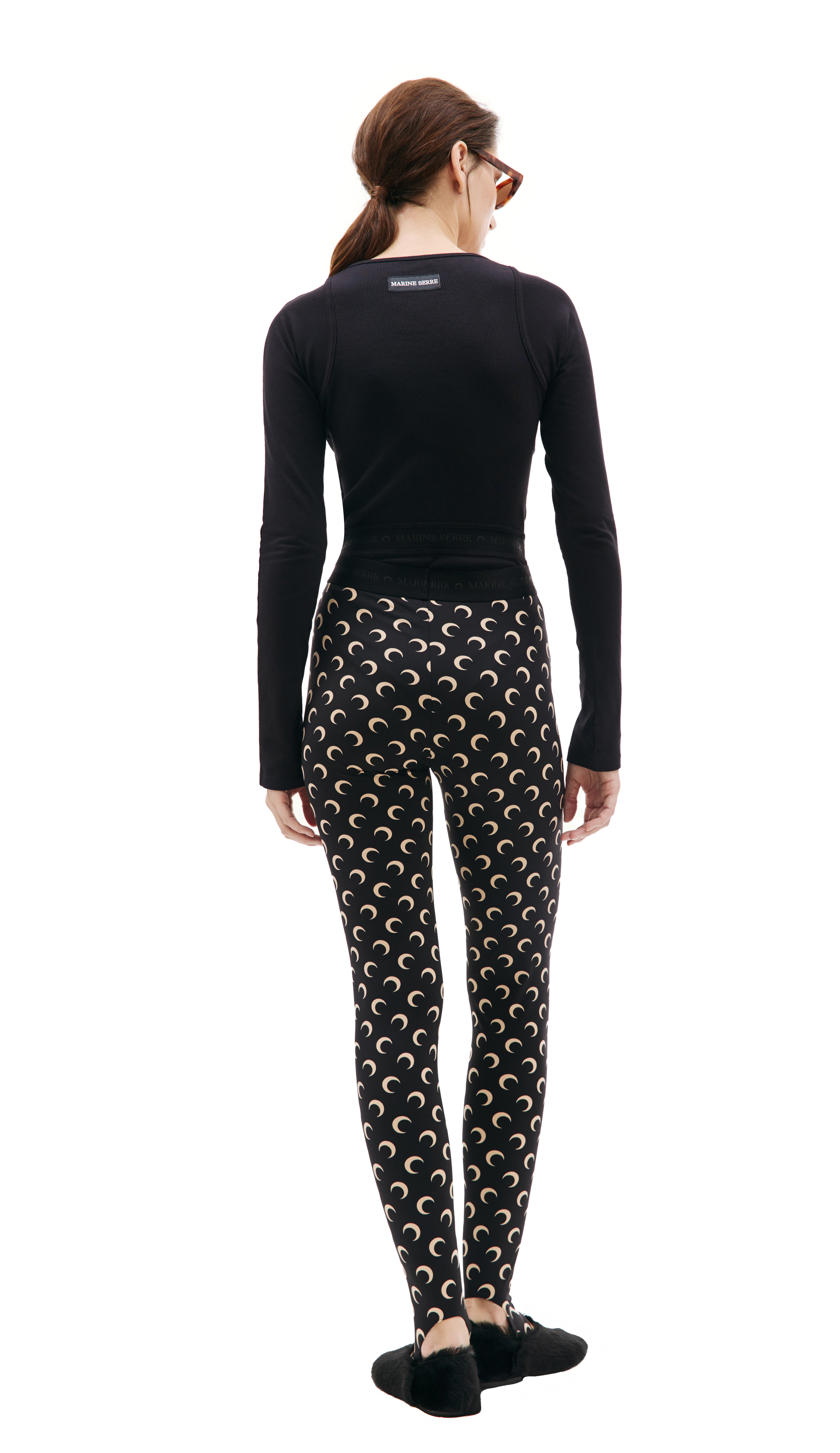 Buy MARINE SERRE women black moon all over logo leggings for $270 online on  SV77, WPA111/CJER0001/IT99