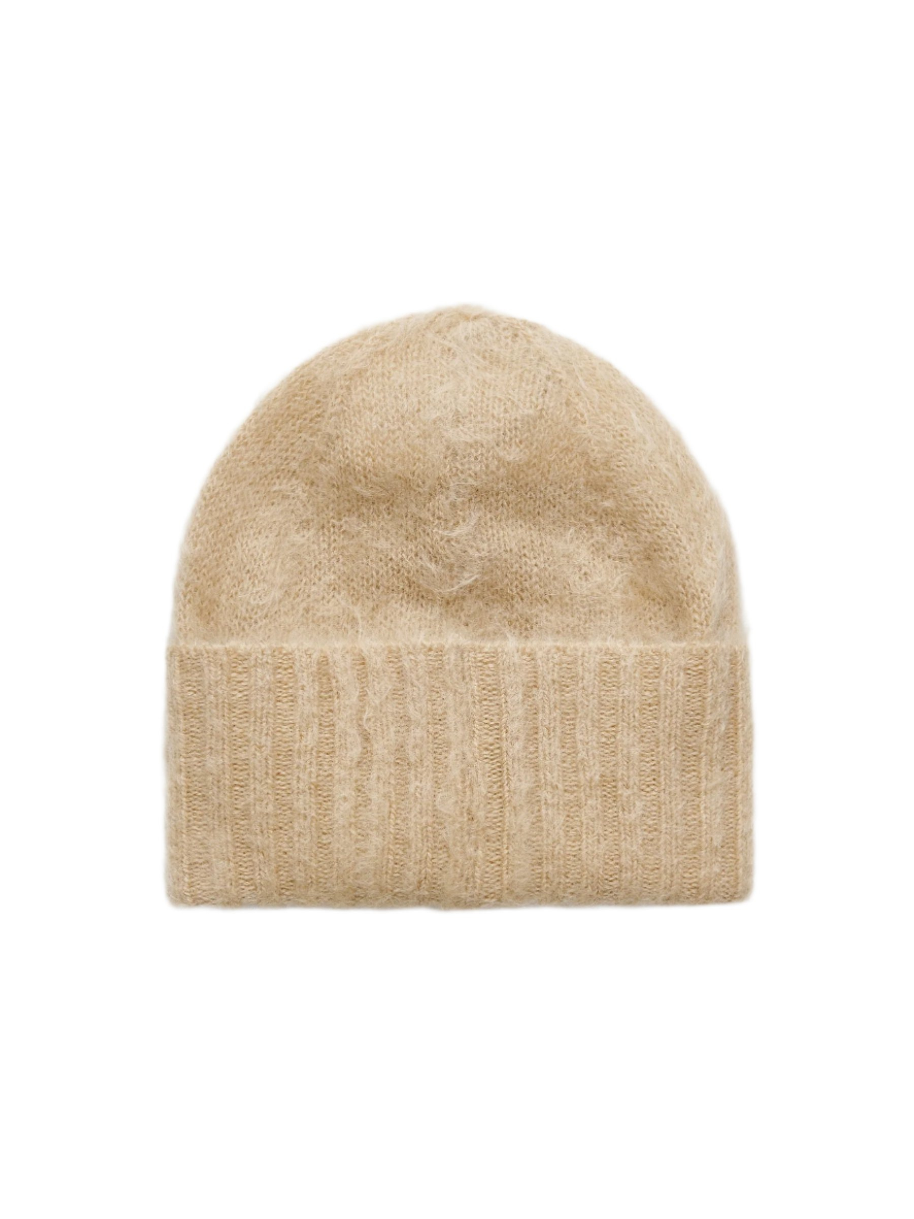 Auralee Knitted Mohair Beanie In Beige