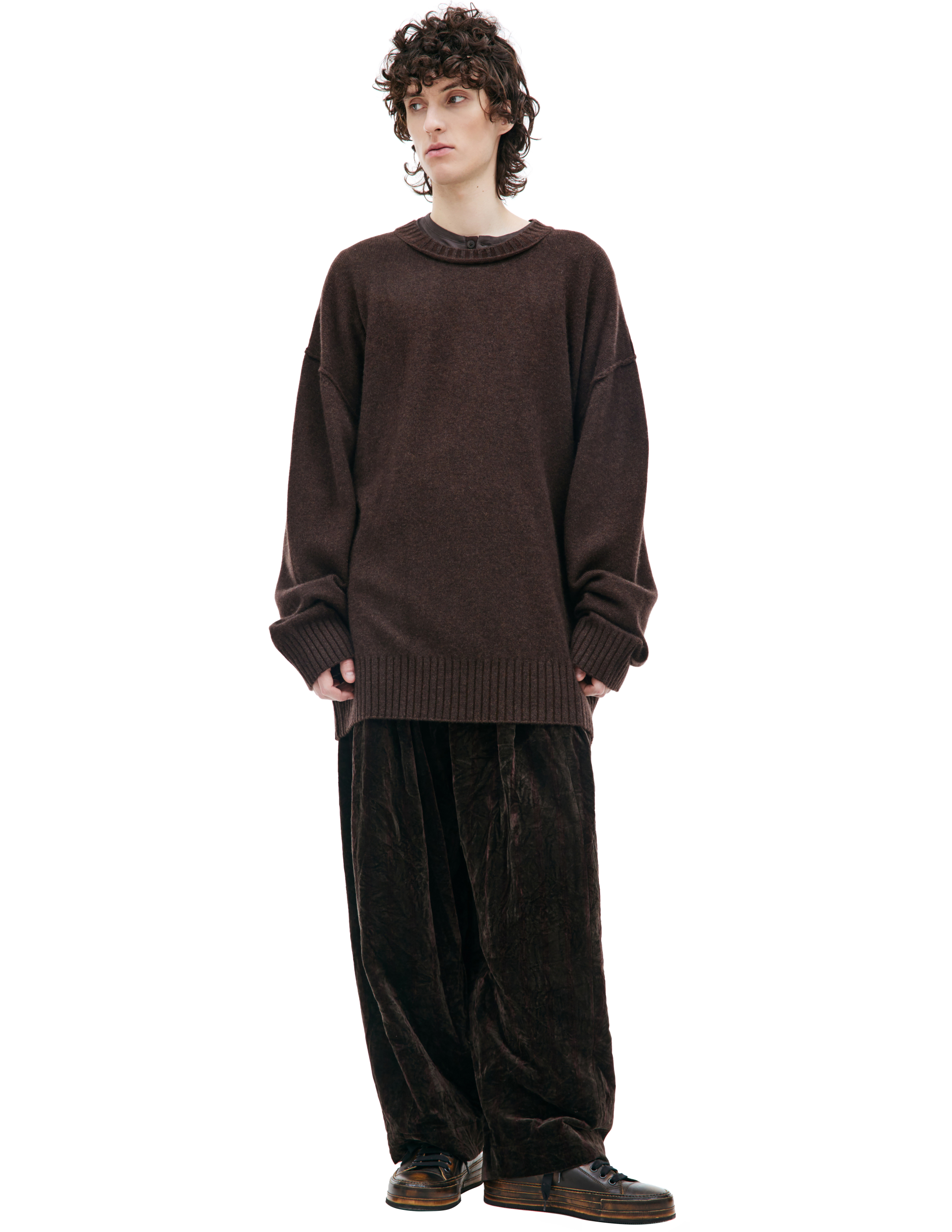 Shop Ziggy Chen Oversize Cashmere Sweater In Brown