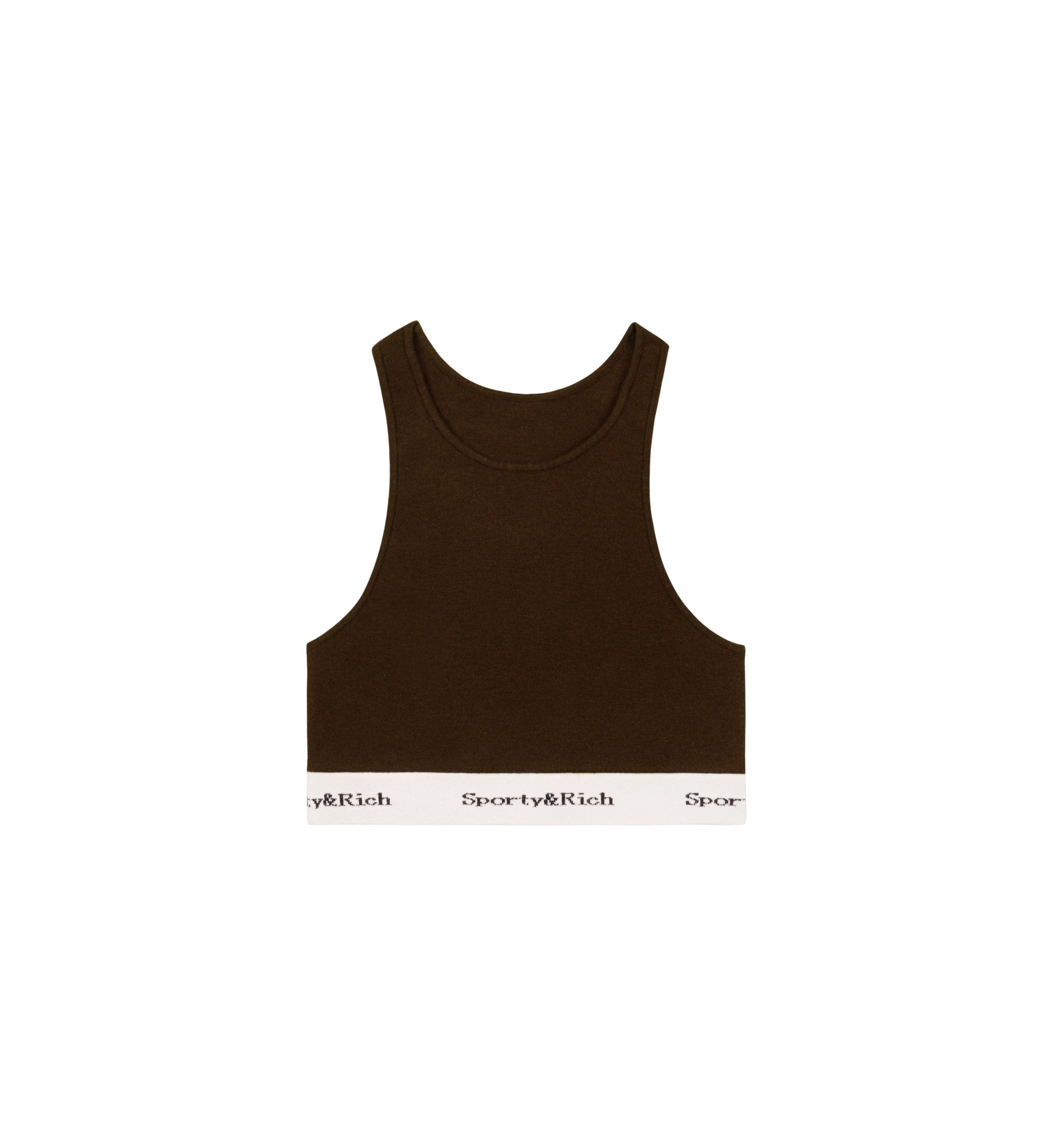 Sporty And Rich Serif Logo Knitted Tank Top In Brown