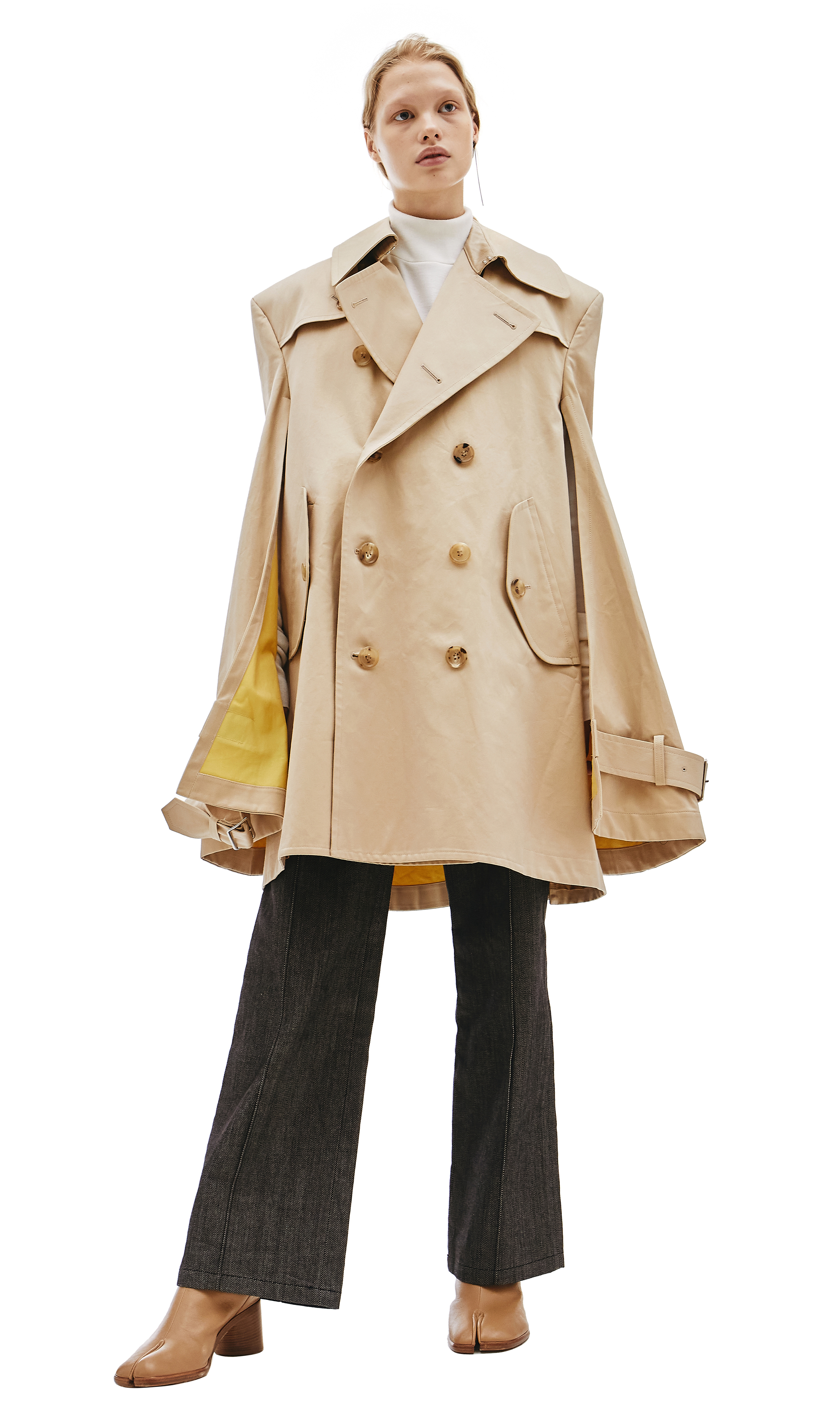 Buy Junya Watanabe women beige cotton trench coat for $1,137
