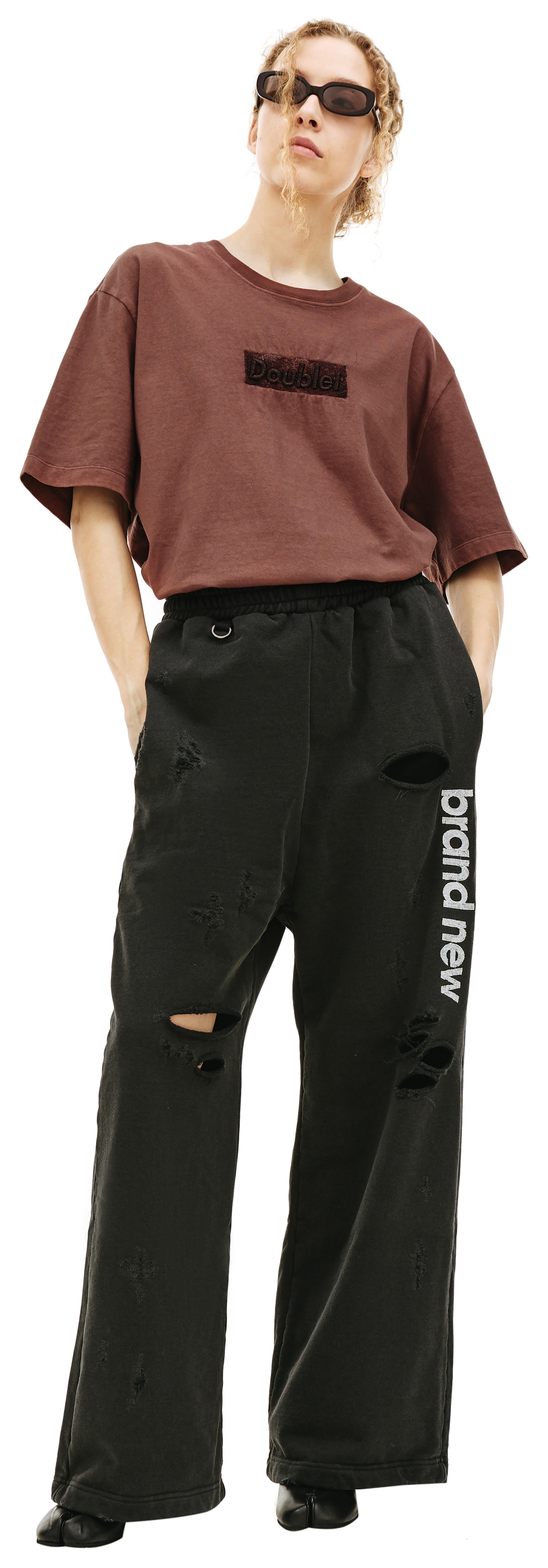 Buy Doublet women black destroyed sweatpants for $393 online on