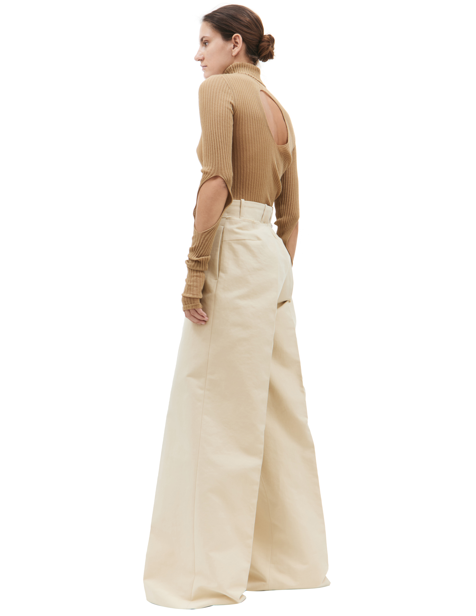 Shop Quira Wide Leg Trousers In Beige