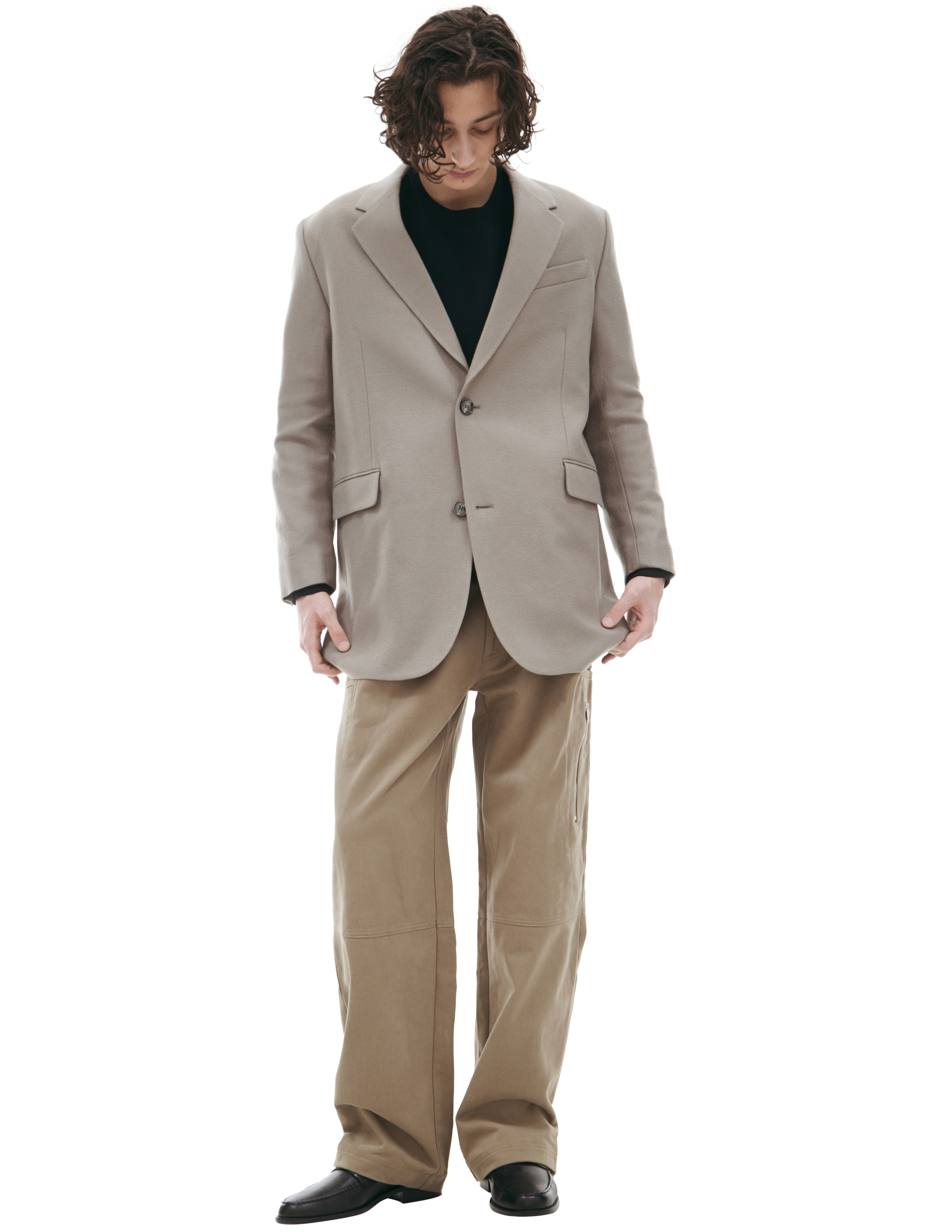 Ami Alexandre Mattiussi Light Taupe Virgin Wool Two Buttons Jacket In Gray