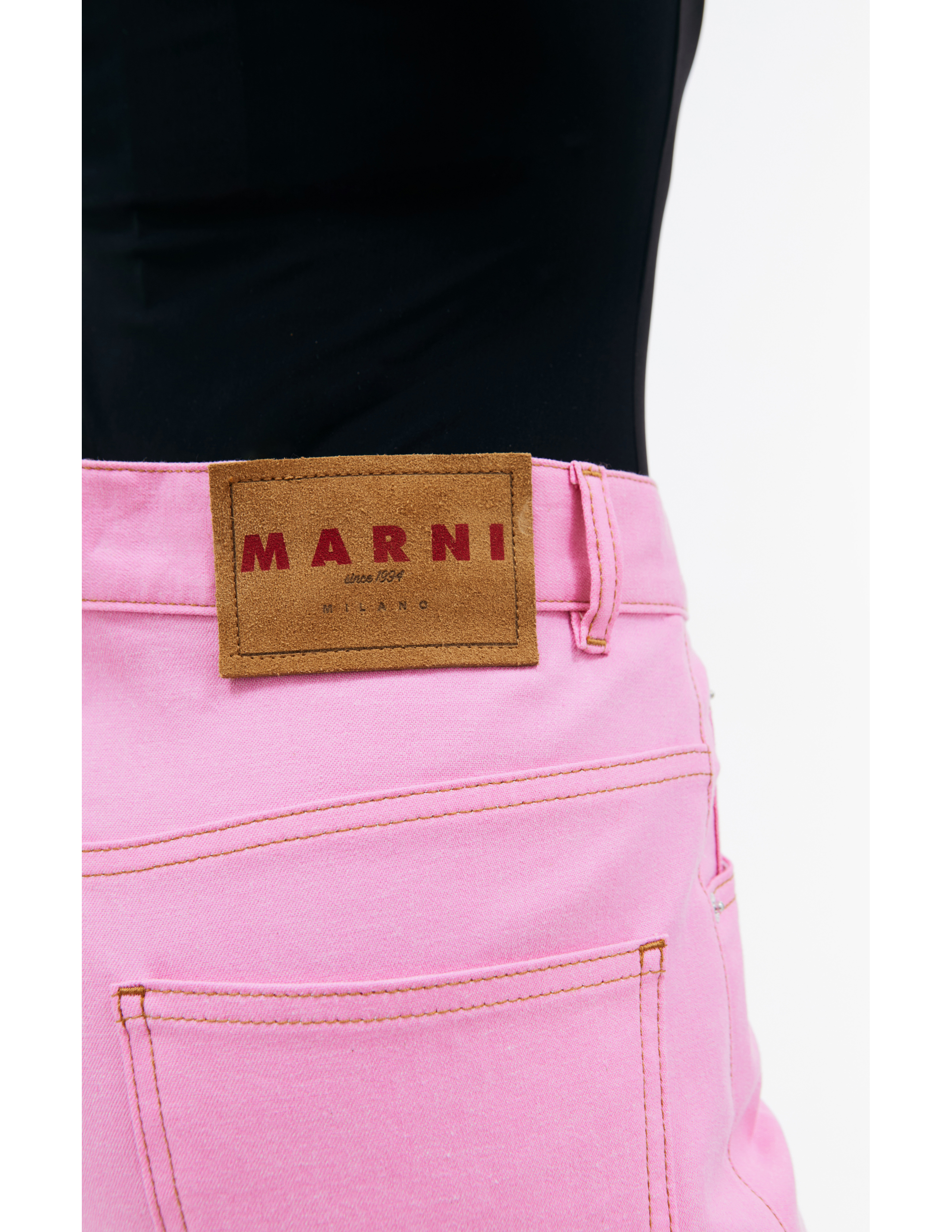 Shop Marni Embroidered Logo Jeans In Pink