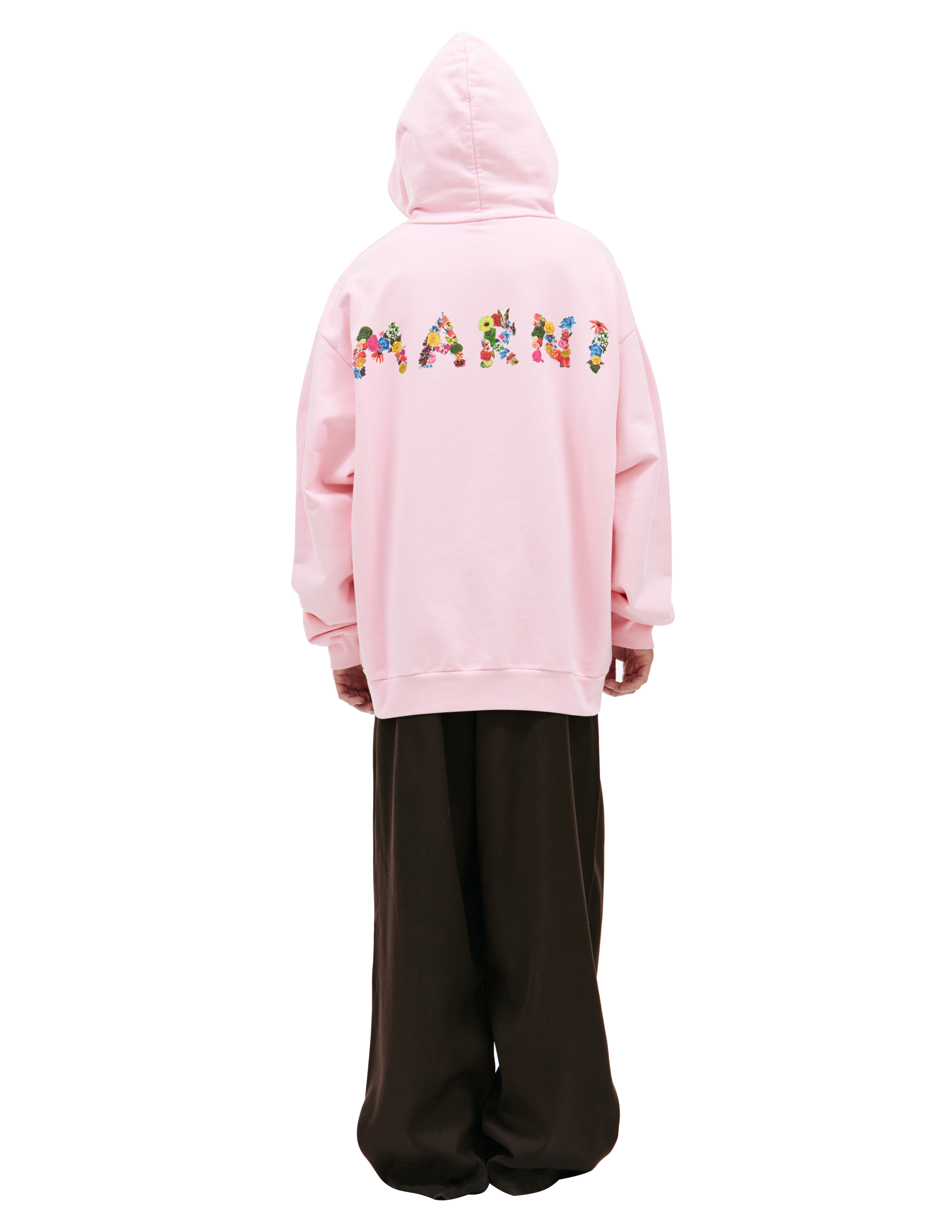 Shop Marni Printed Logo Hoodie In Pink