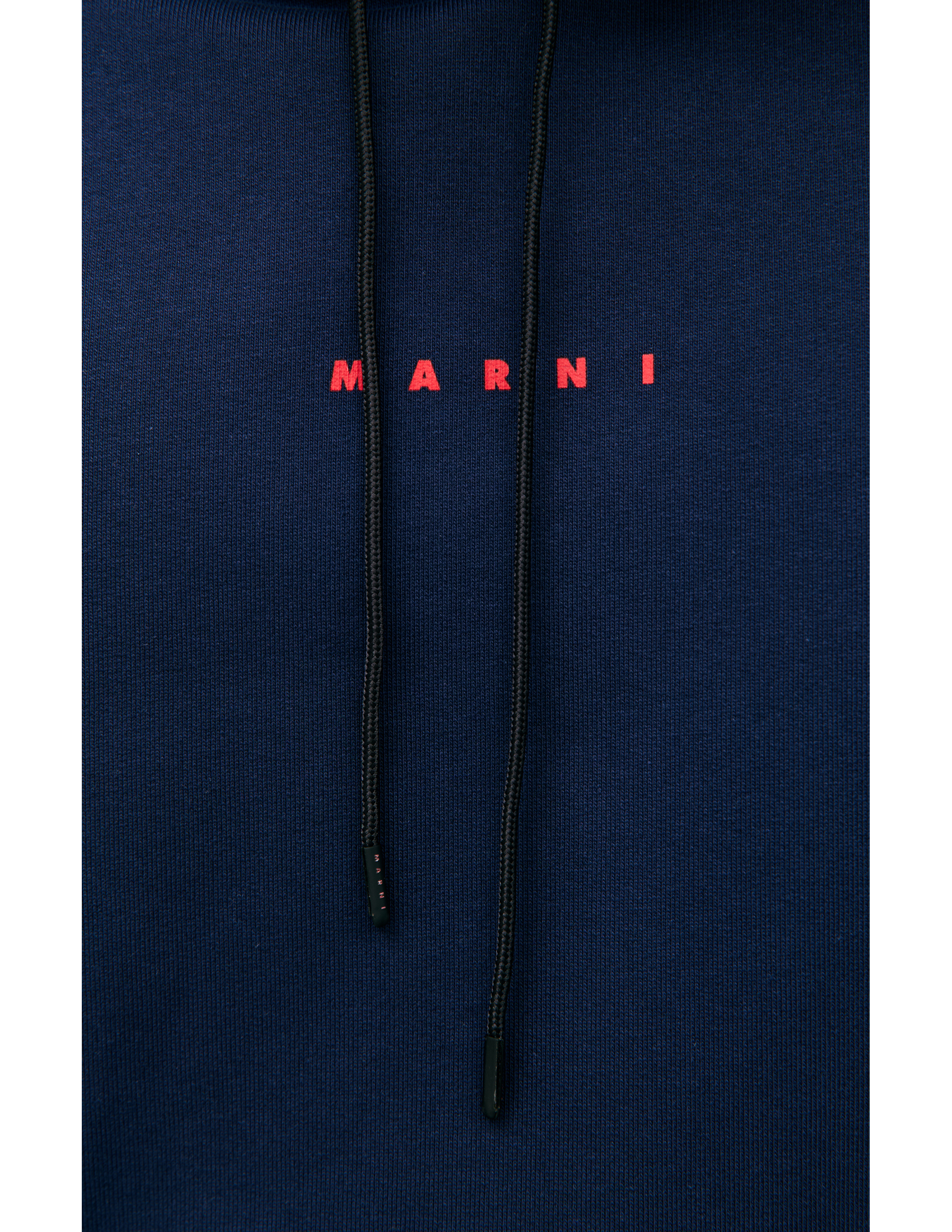 Shop Marni Logo Printed Hoodie In Navy Blue