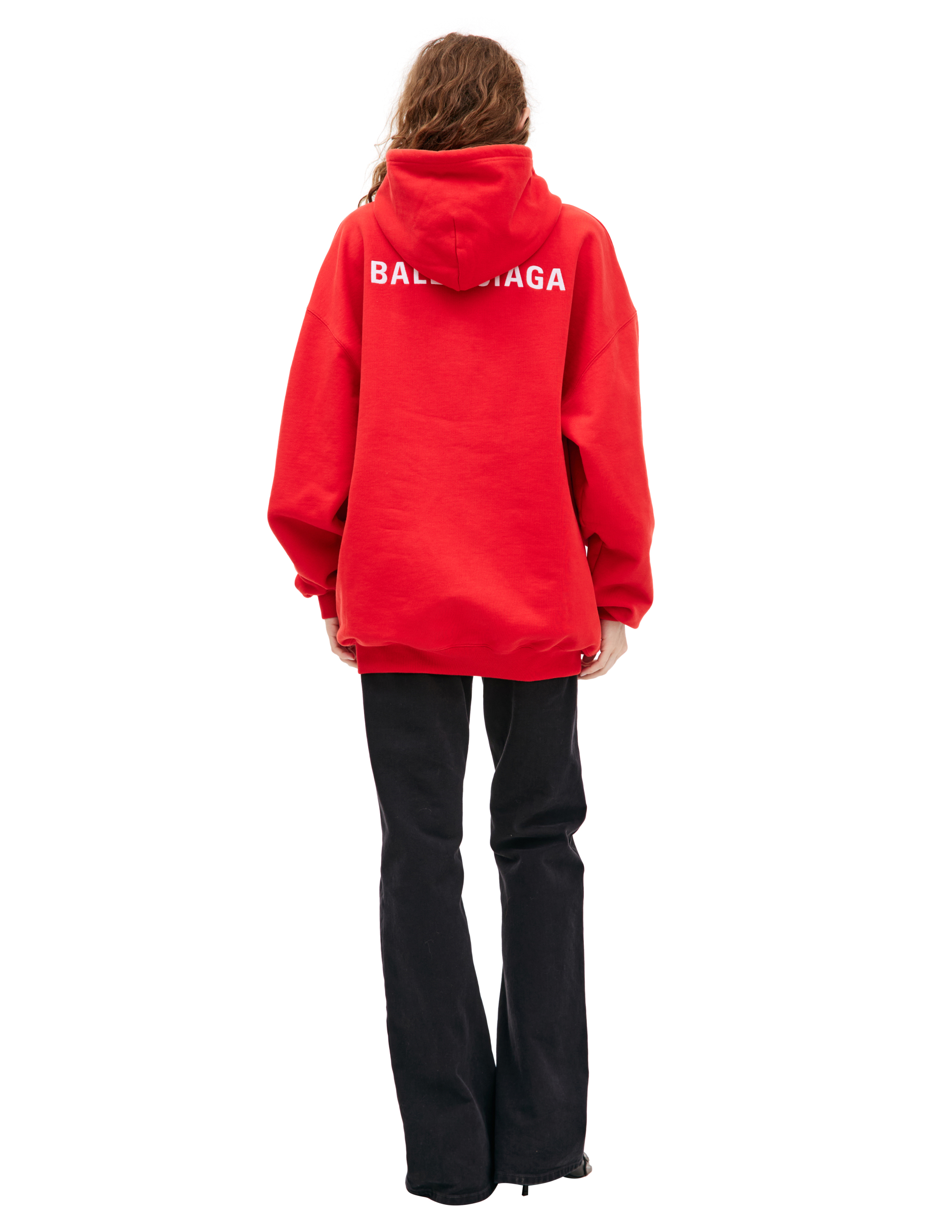 Shop Balenciaga Oversize Logo Hoodie In Red