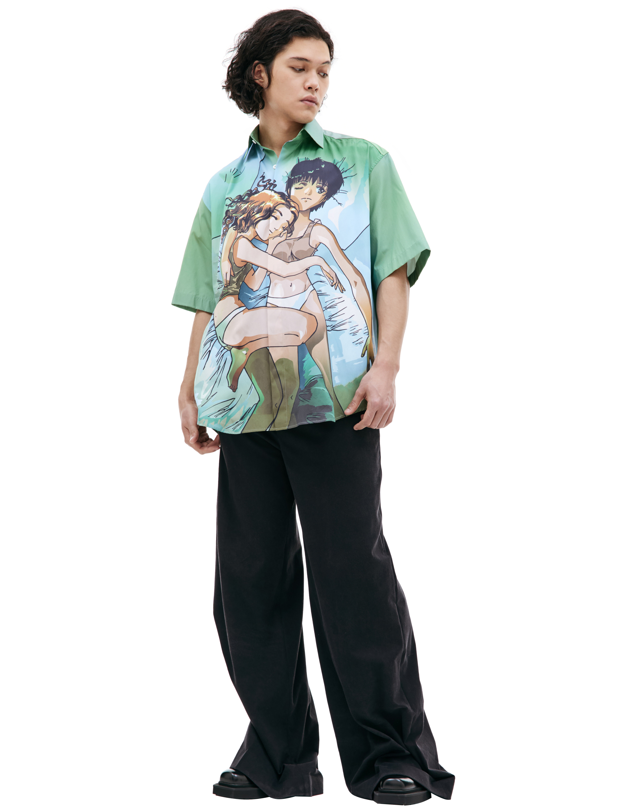 Shop Vetements Anime Printed Shirt In Green