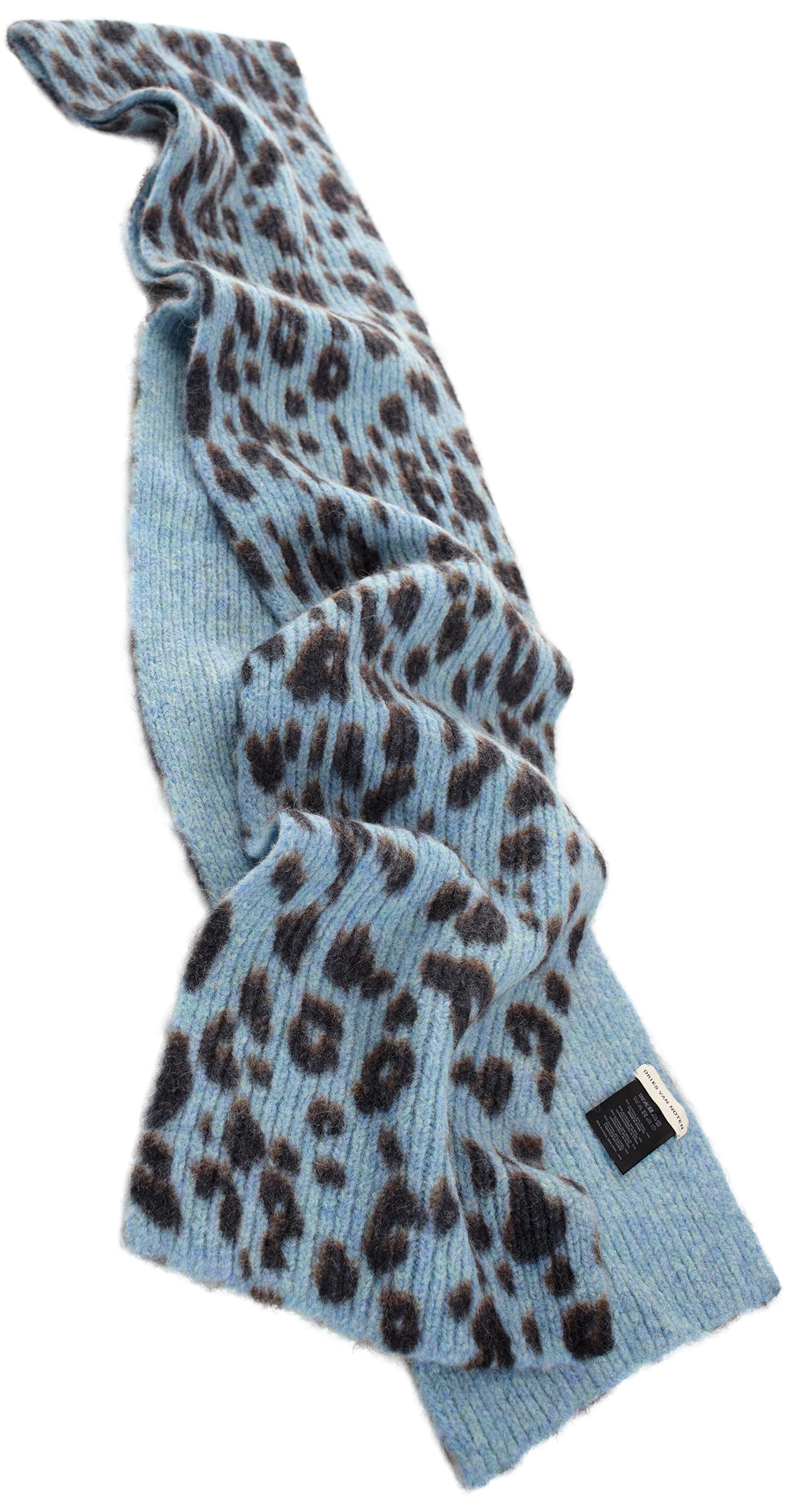 Buy Dries Van Noten men blue animalistic print scarf for $390
