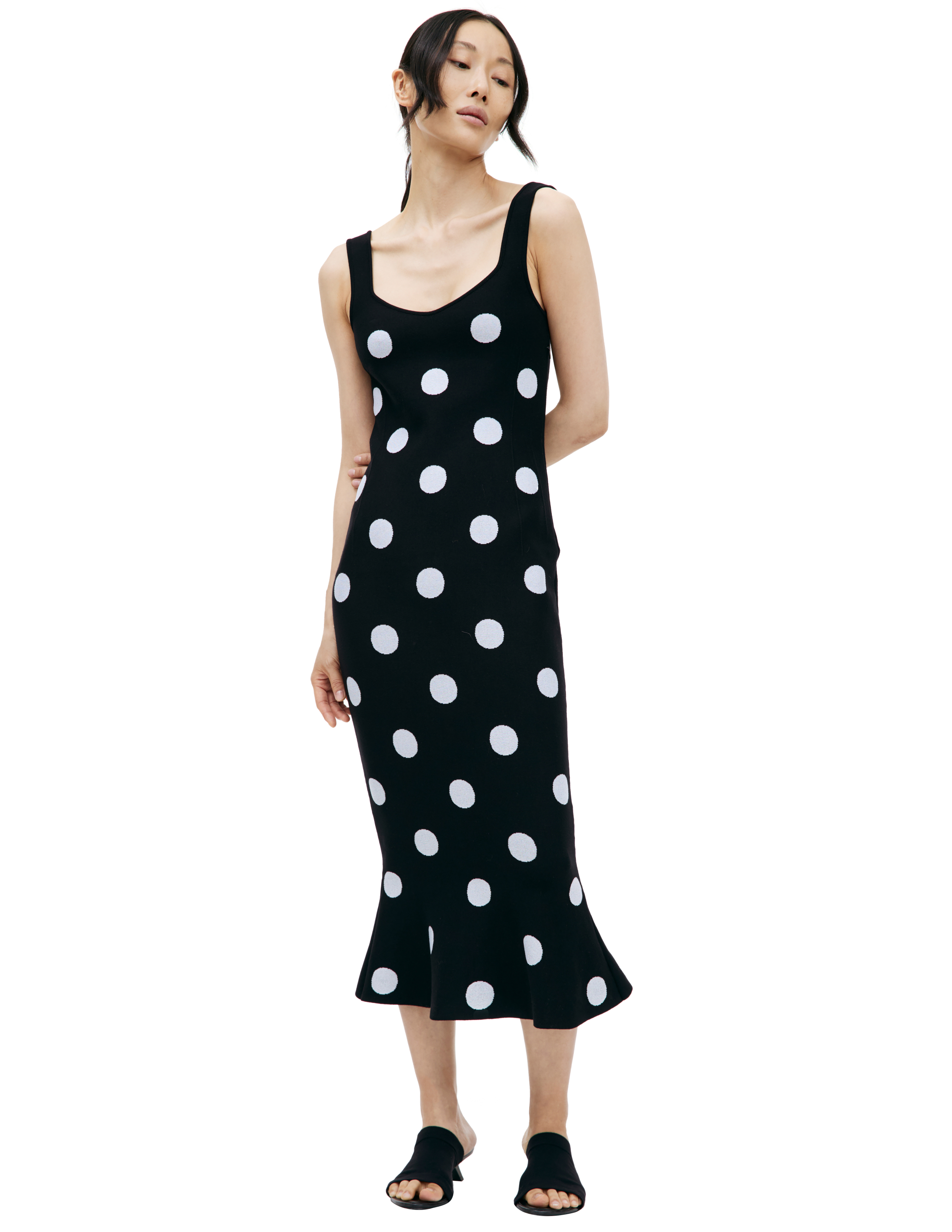 Shop Marni Monoprint Midi Dress In Black