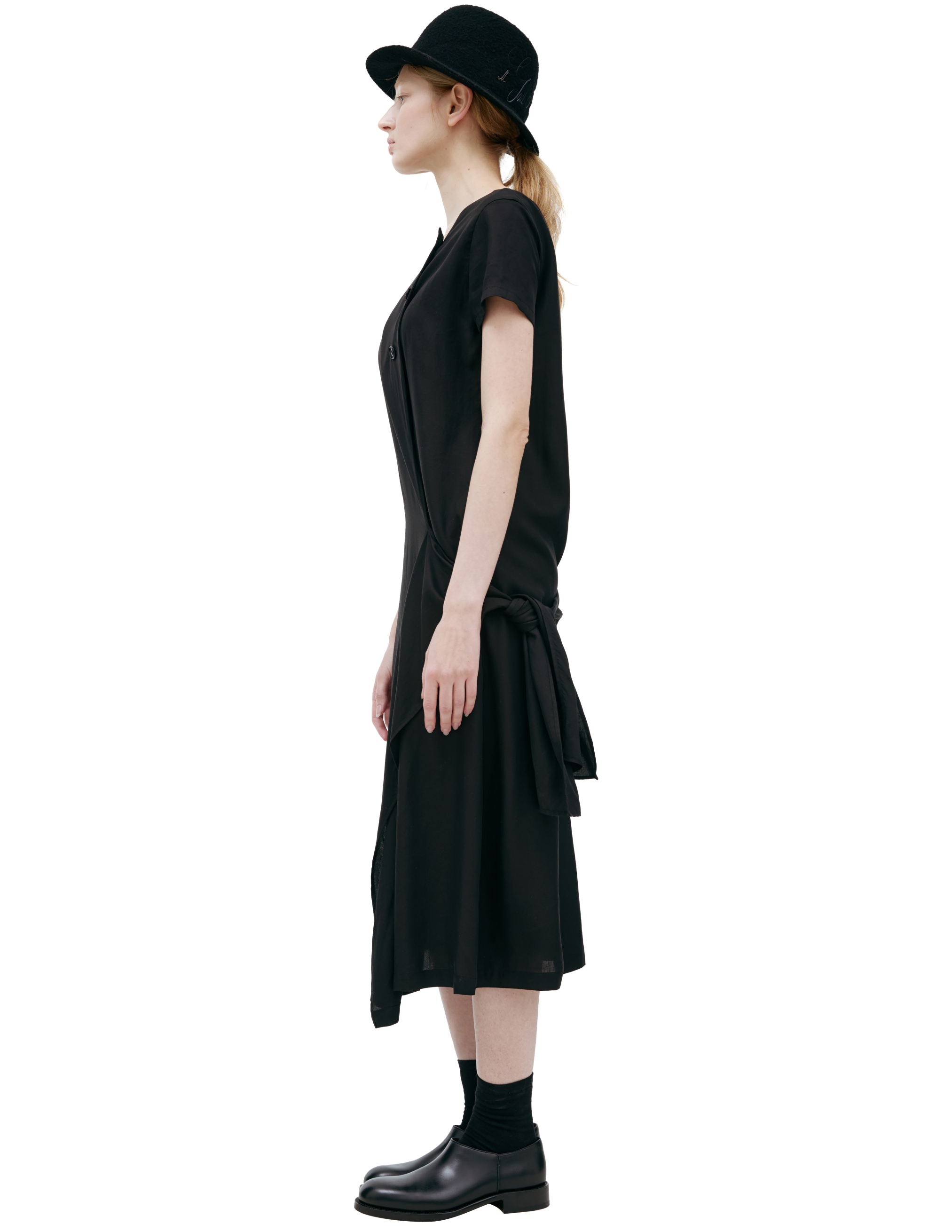 Y's Midi Dress With Buttons In Black