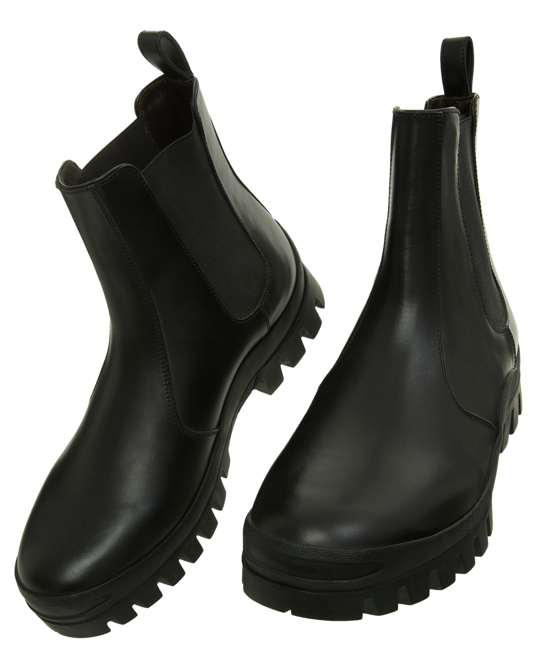 Black leather chelsea boots