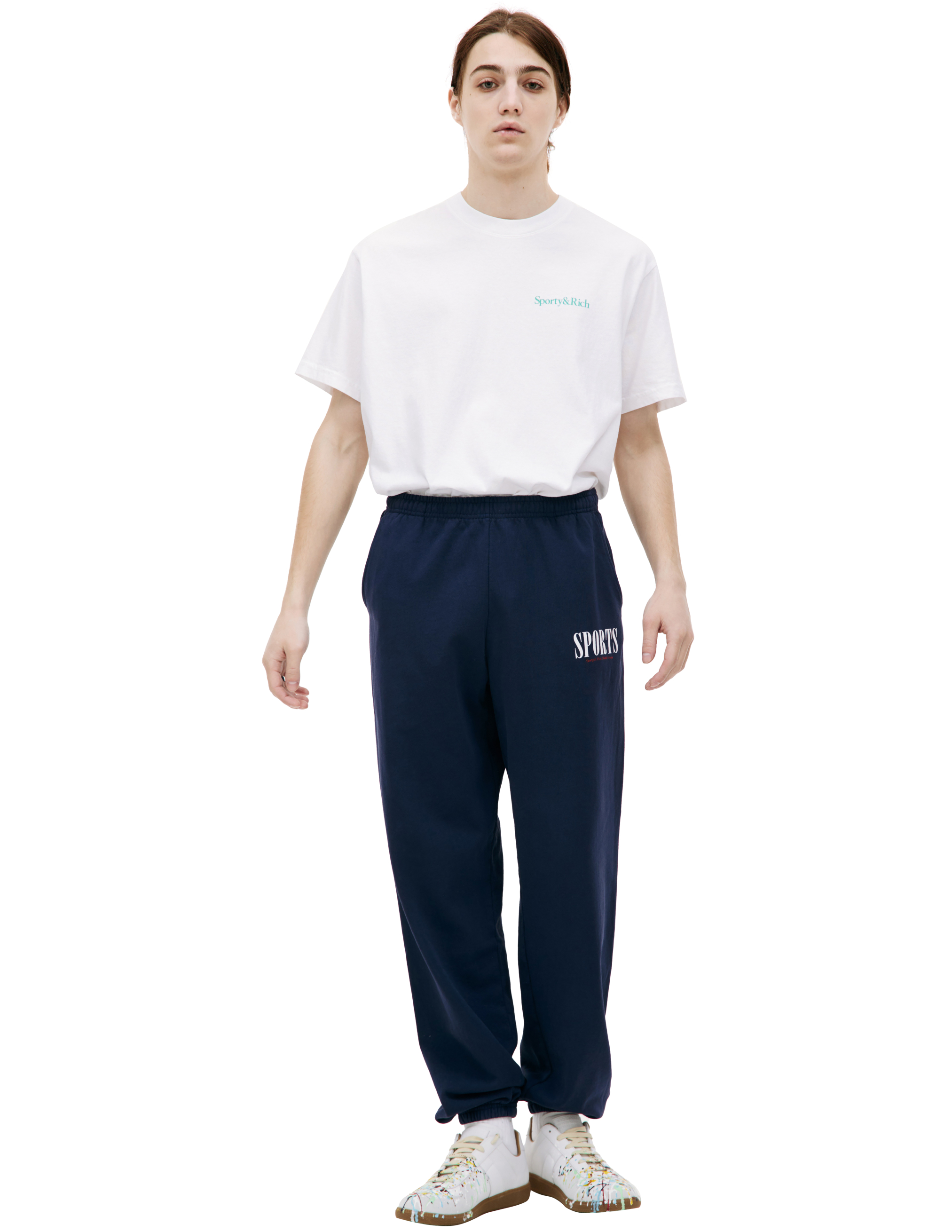 Sporty And Rich 'health Club' Printed Sweatpants In Navy Blue