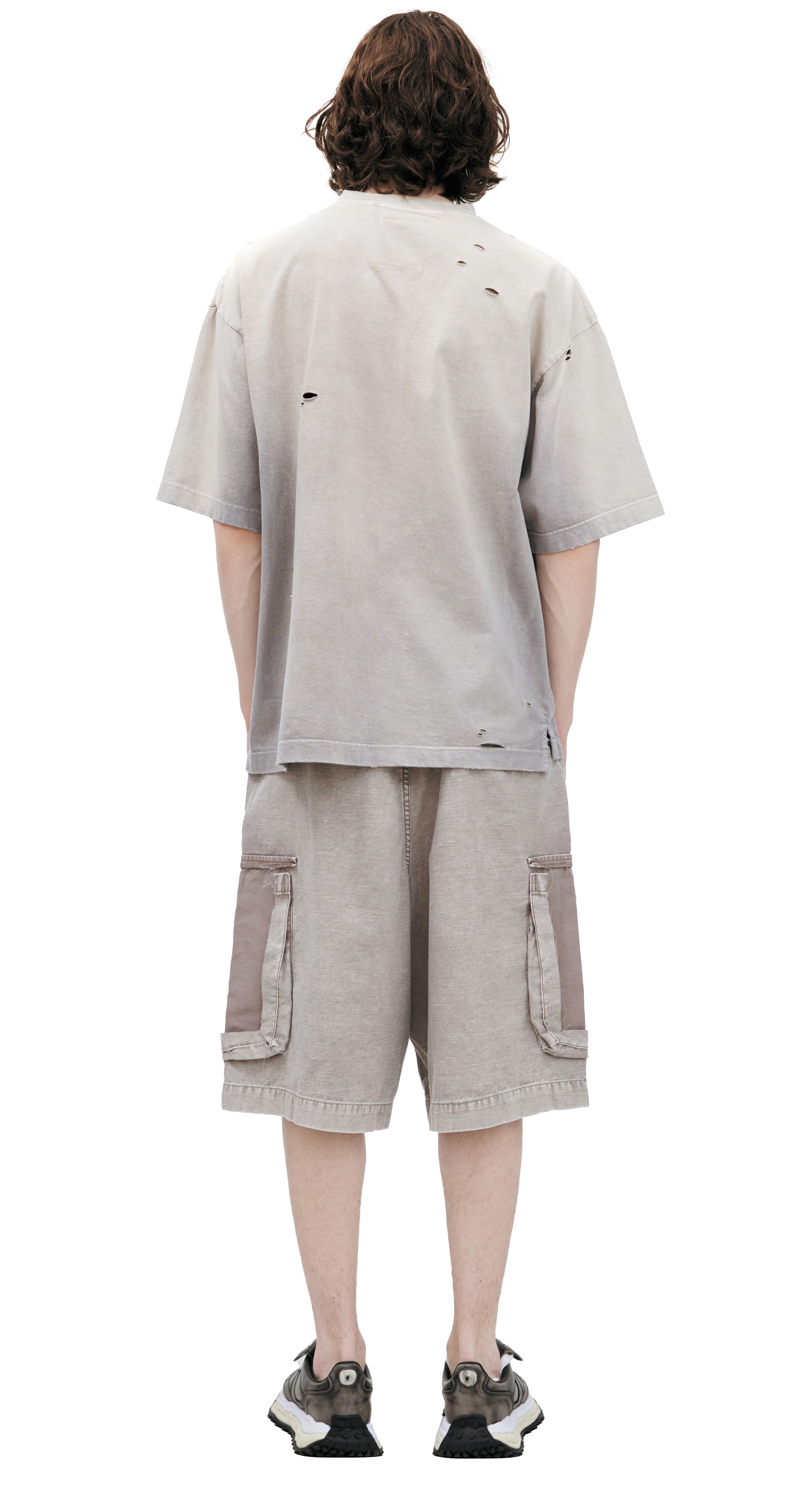 Buy Maison Mihara Yasuhiro men beige t-shirt with a torn-off