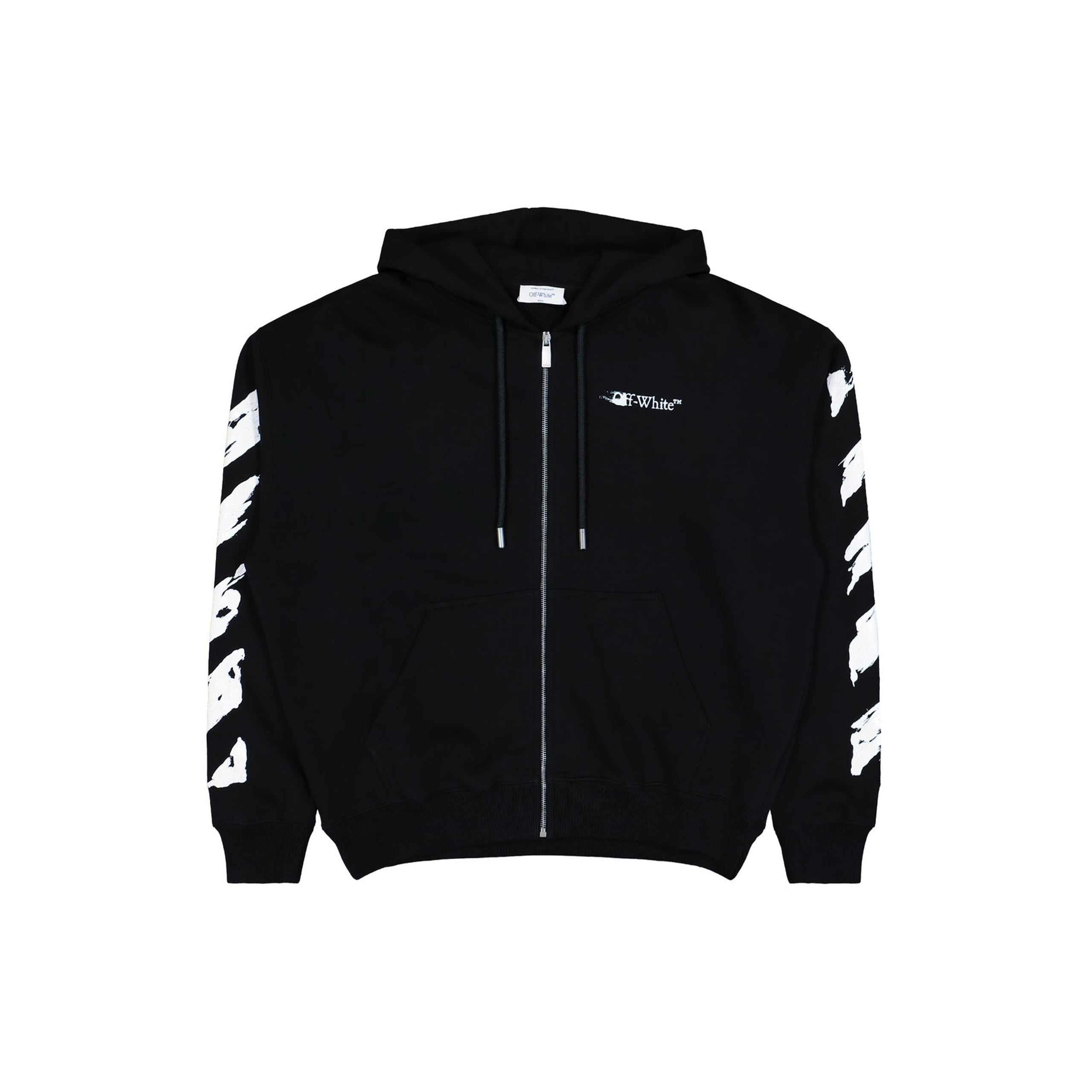 Off-white Ink Arrow Skate Zip Hoodie In Black