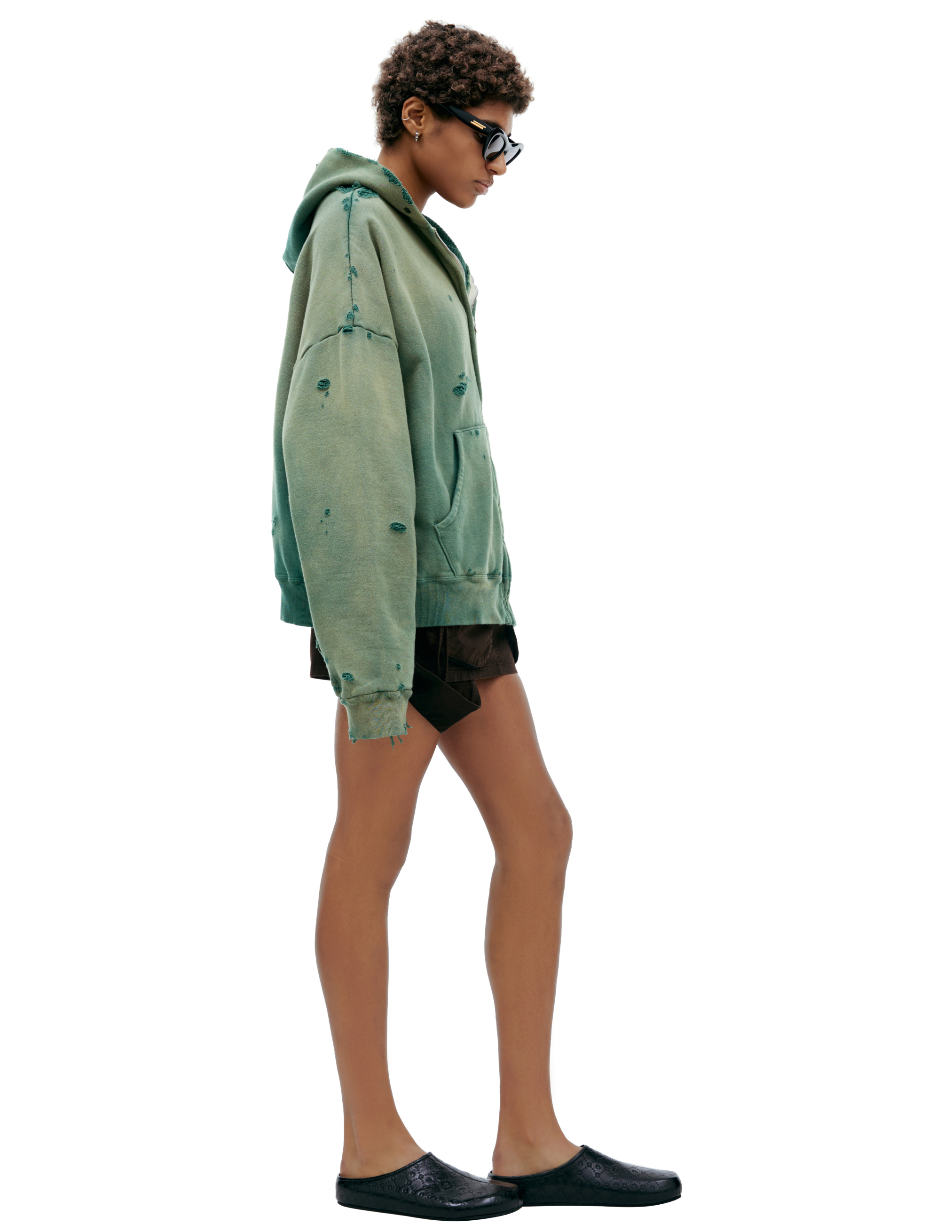 Saint Mxxxxxx Green Hoodie With Zipper In Green