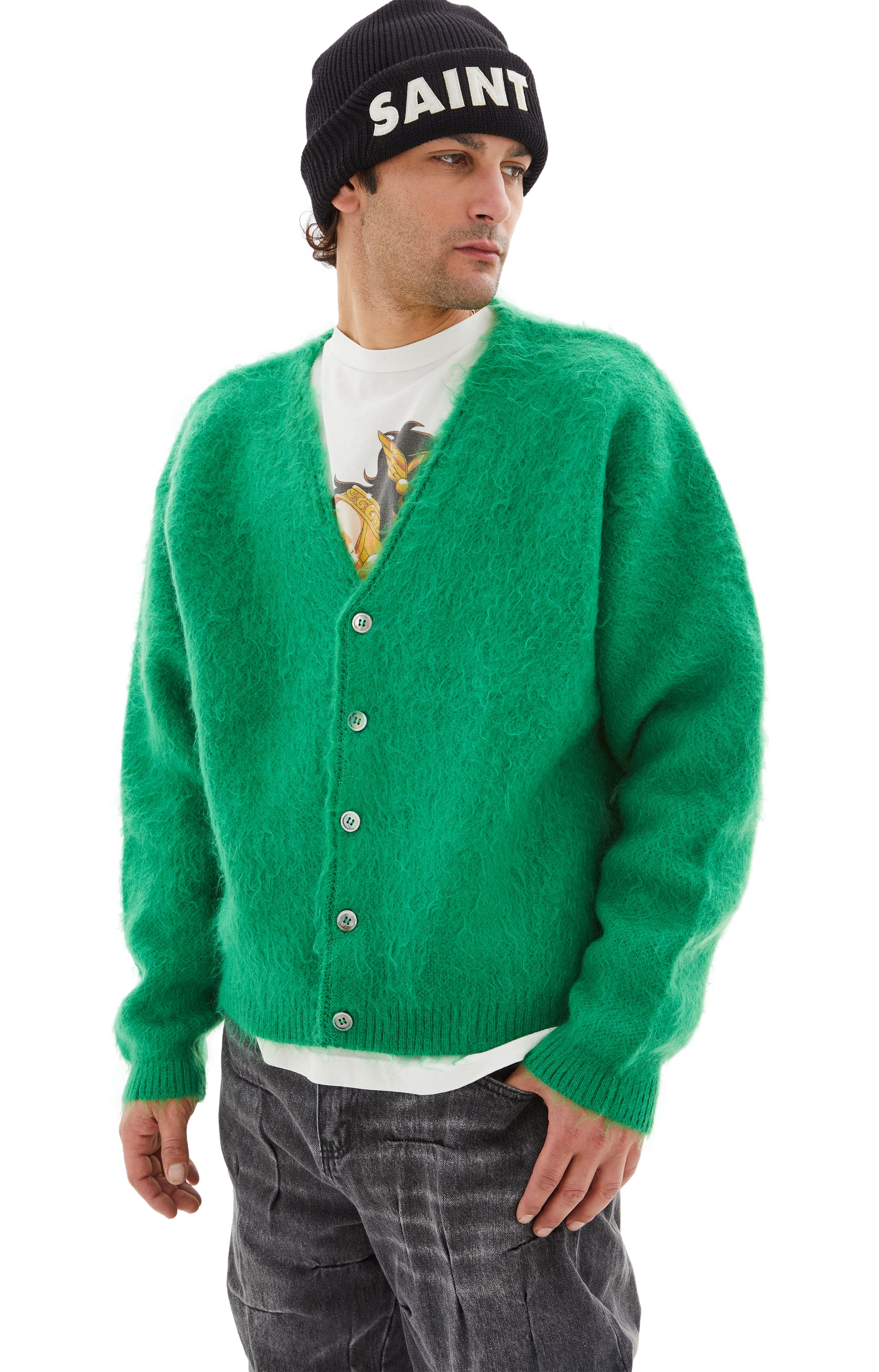 Buy Saint Mxxxxxx men sm mohair cardigan for $440 online on SV77