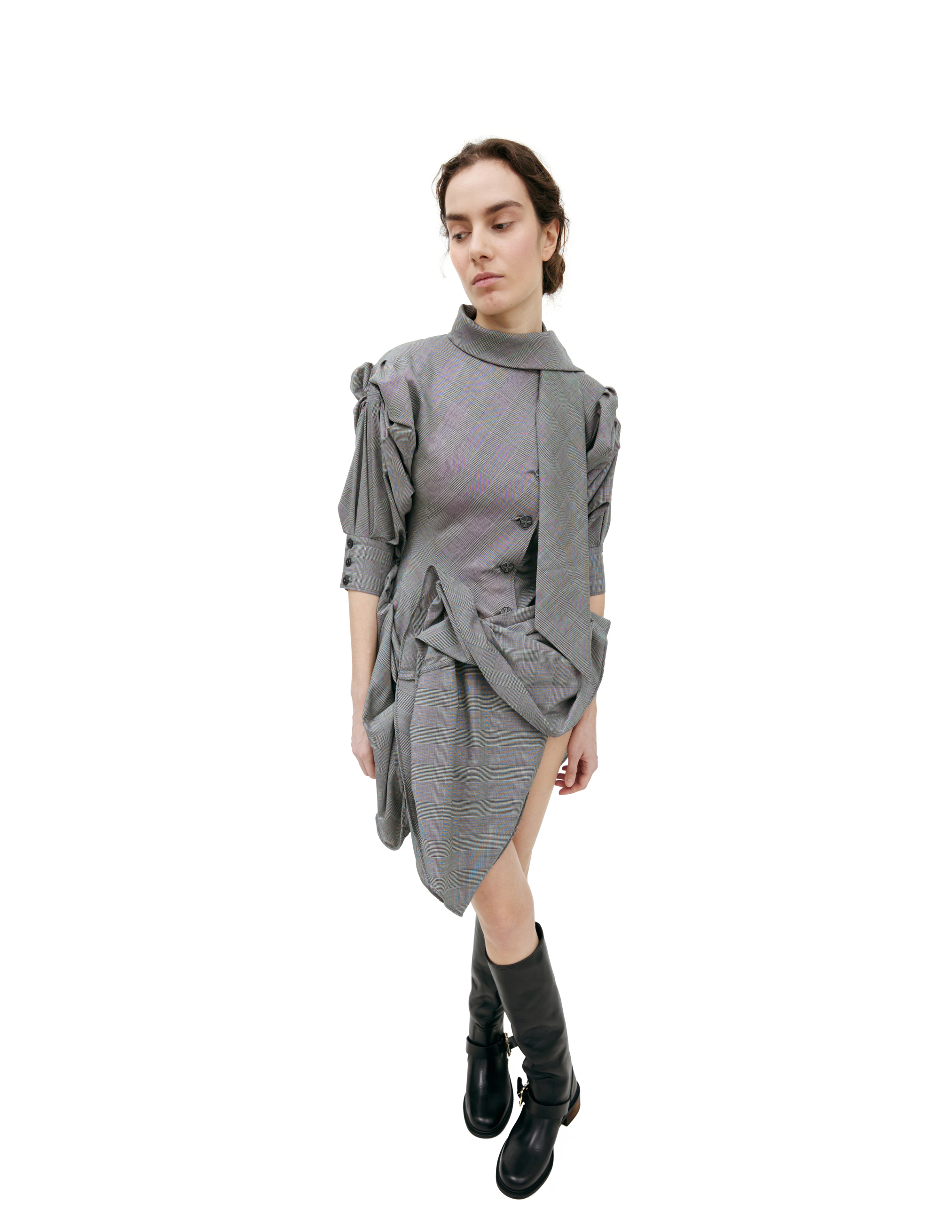 Enfants Riches Deprimes Wool Plaid Dress In Grey