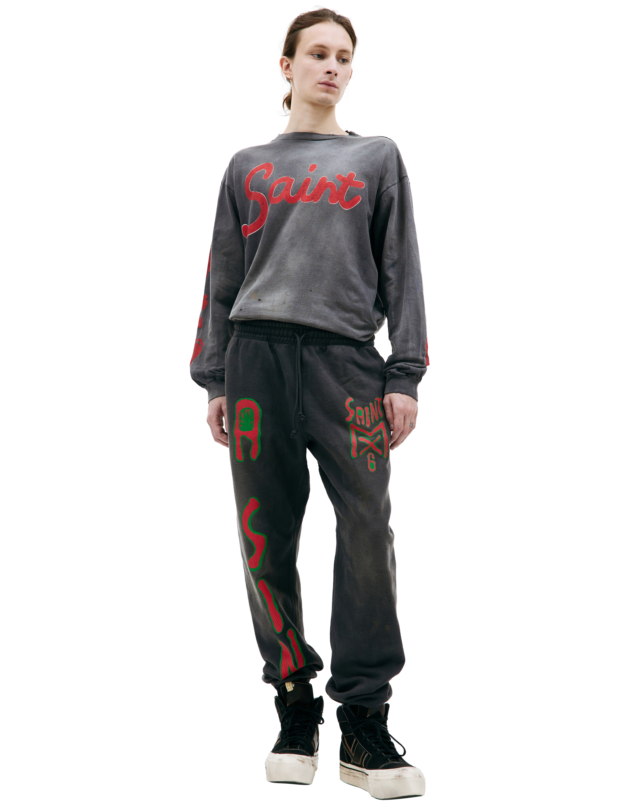 Shop Saint Michael Grey Printed Sweatpants