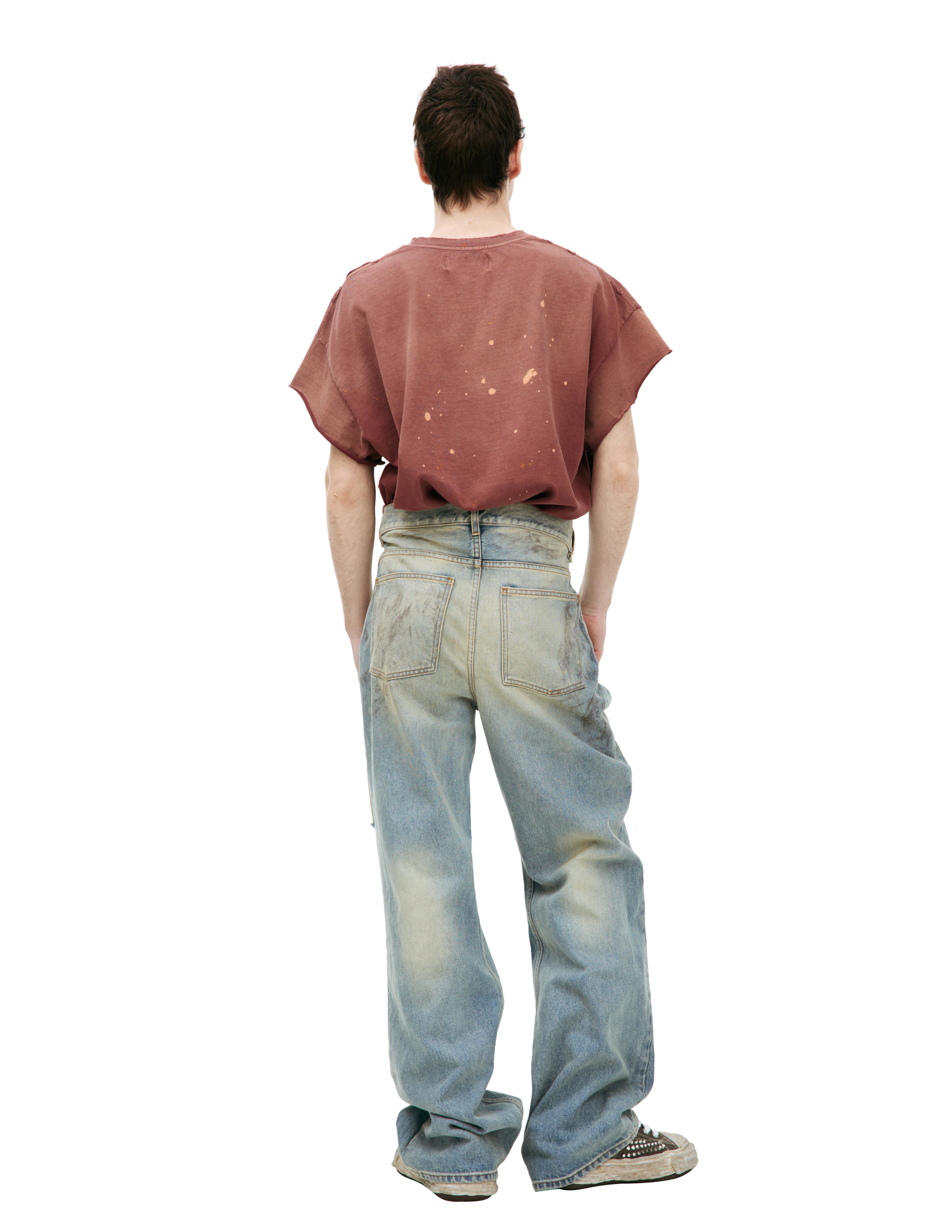 Satoshi Nakamoto Straight Jeans With Mud Effect In Blue
