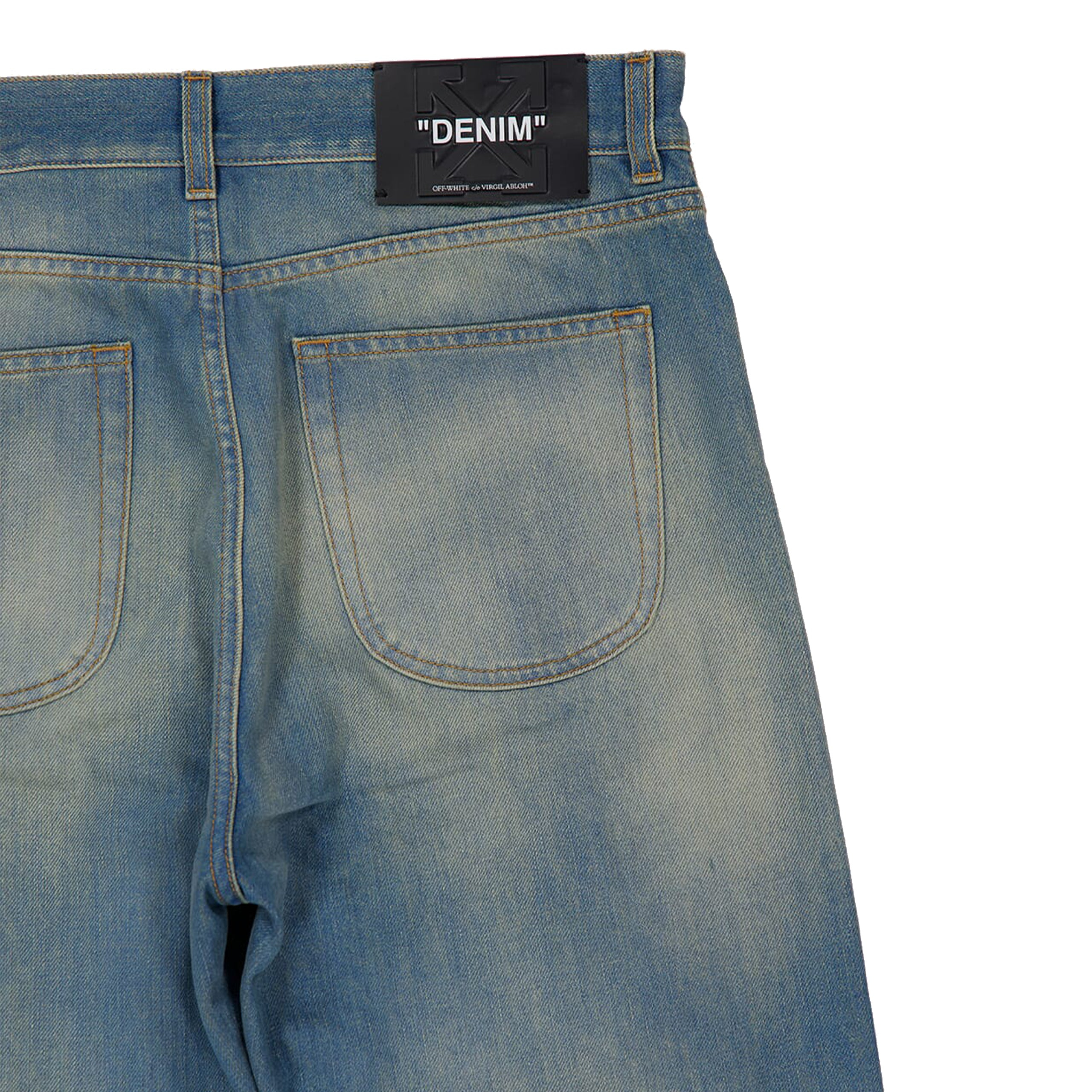 Off-white Blue Diagonal Raw Patch 90s Skate Jeans