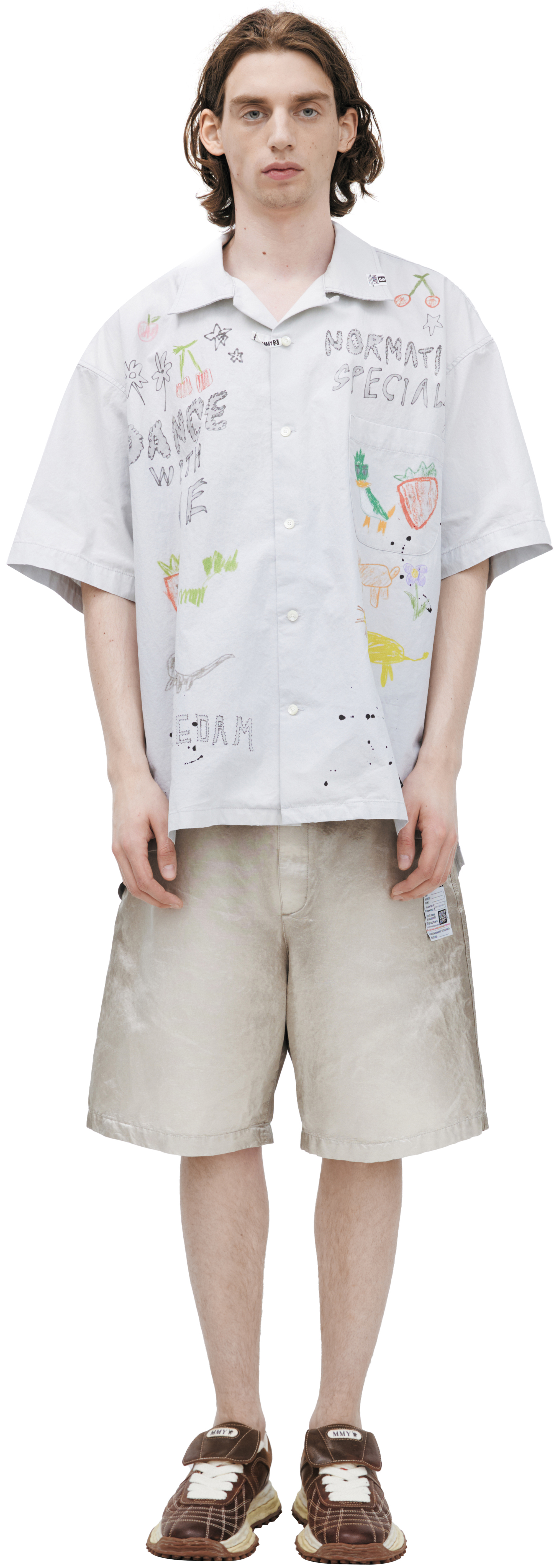 Buy Maison Mihara Yasuhiro men grey monoprint shirt for $910