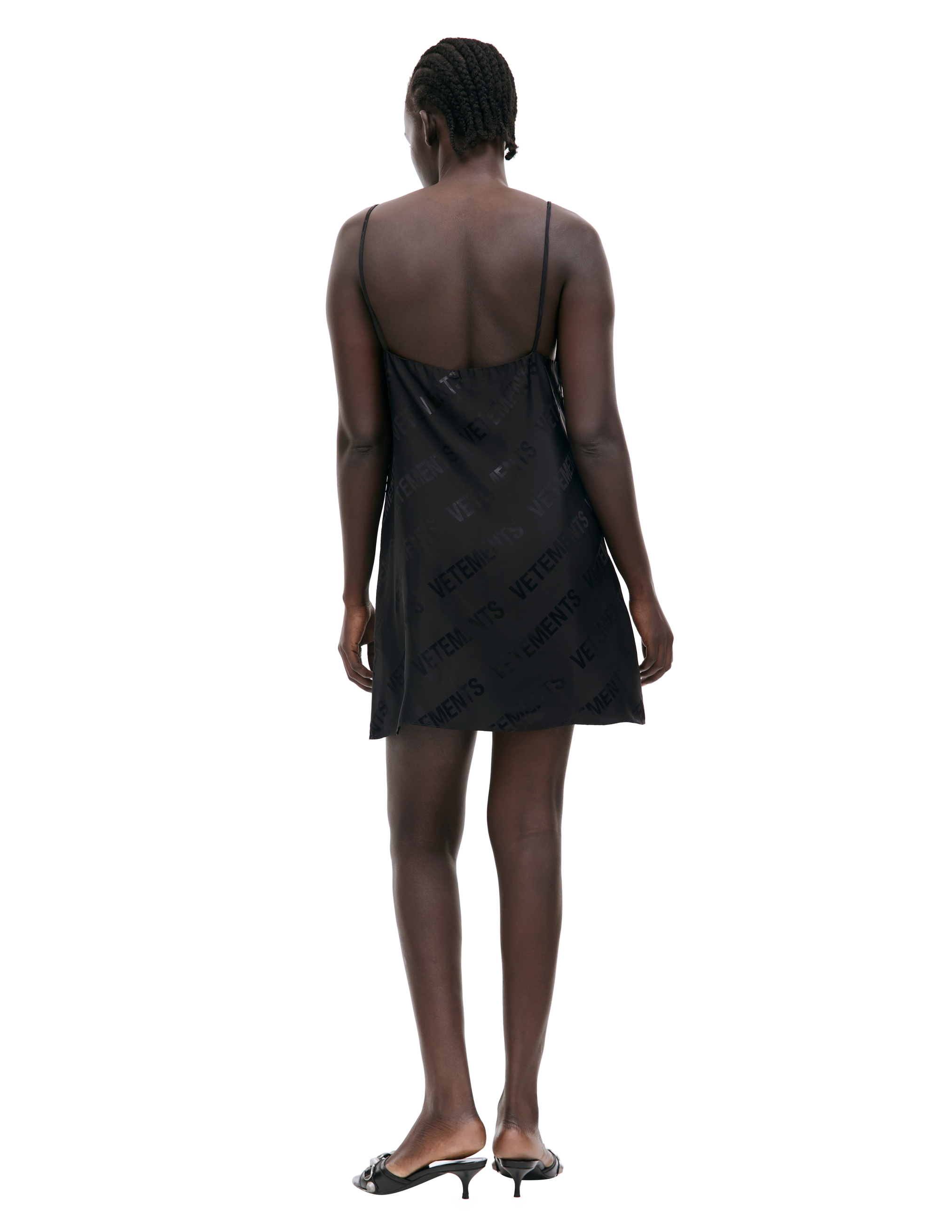 Shop Vetements Logo-print Minidress In Black